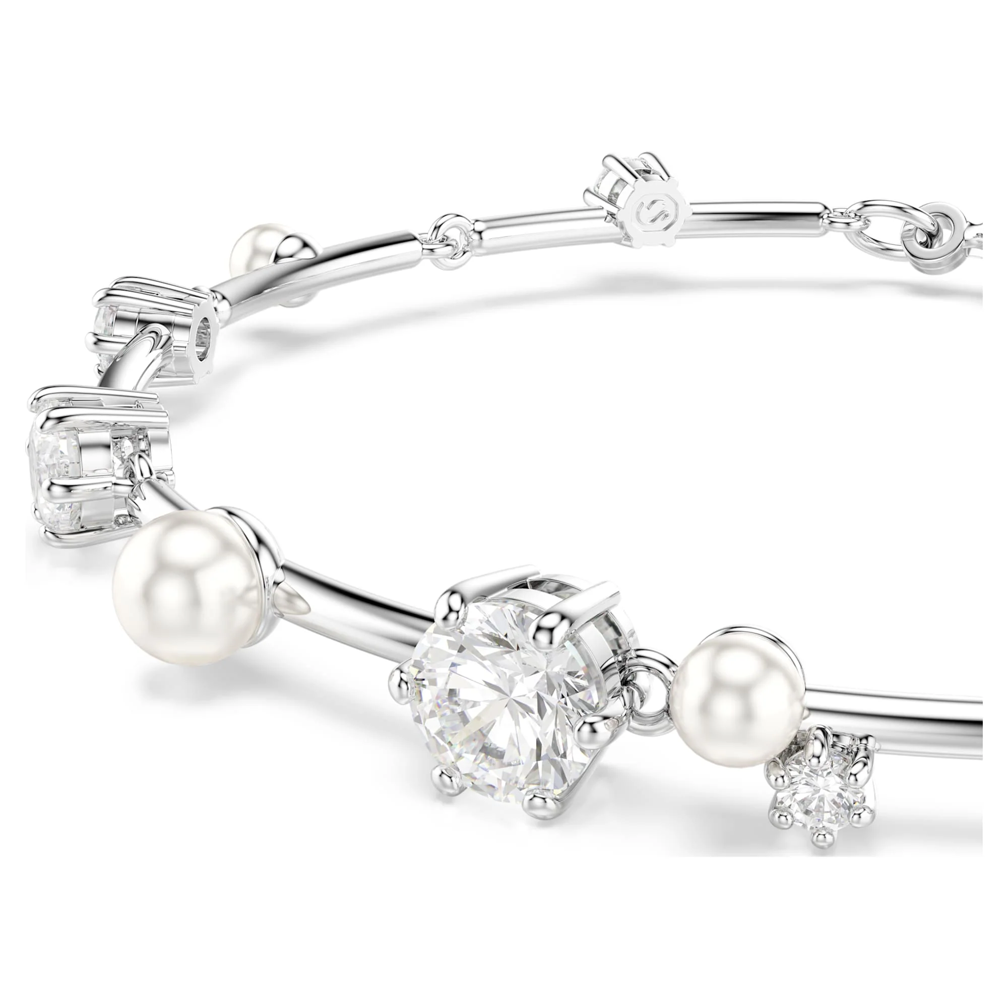 Constella Tennis bracelet Crystal pearl, Round cuts, White, Rhodium plated - Image 4