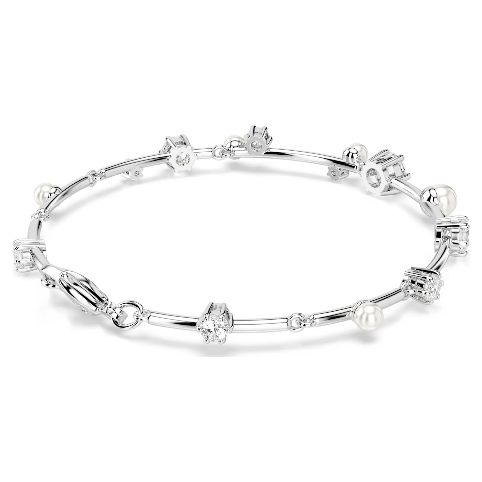 Constella Tennis bracelet Crystal pearl, Round cuts, White, Rhodium plated - Image 5