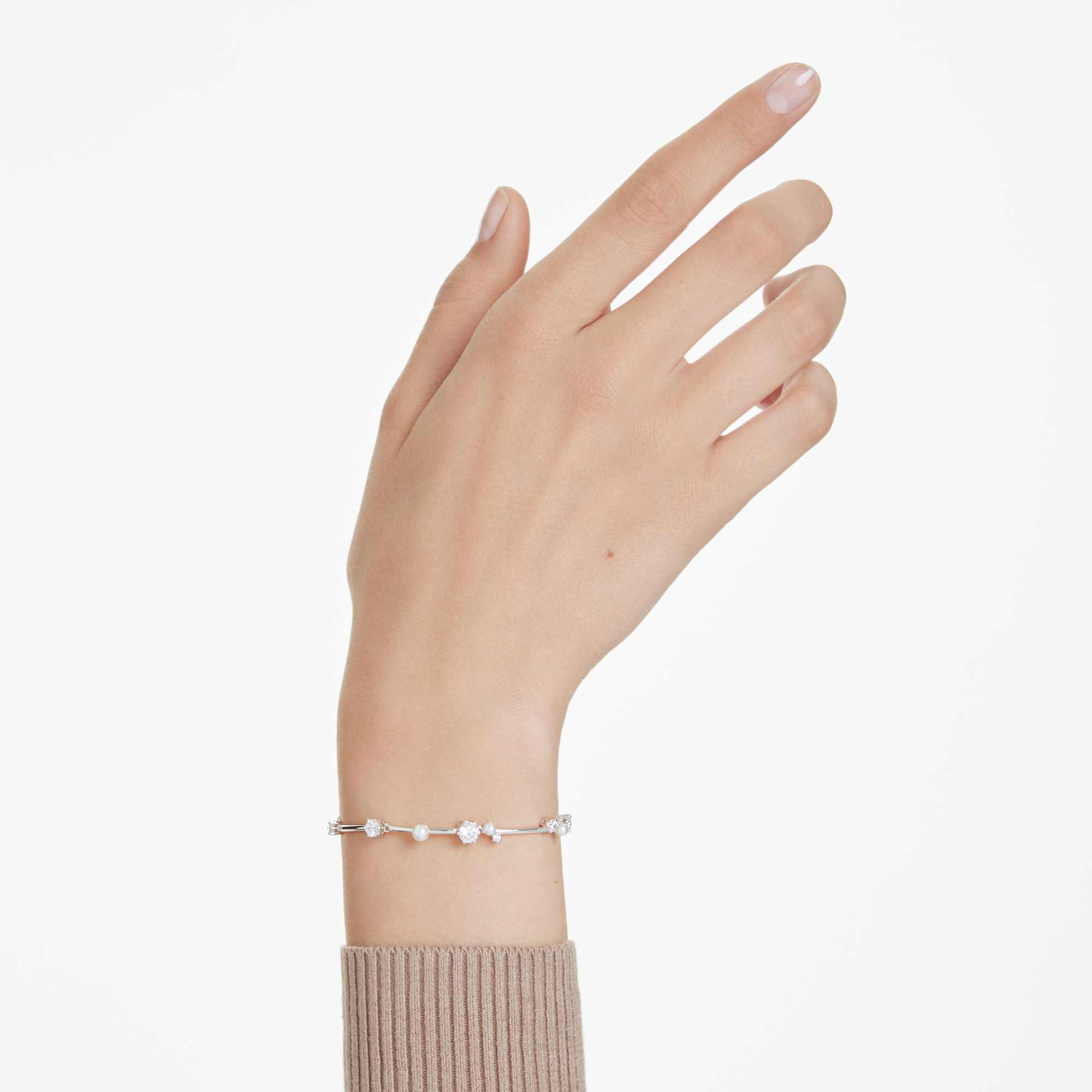Constella Tennis bracelet Crystal pearl, Round cuts, White, Rhodium plated - Image 6