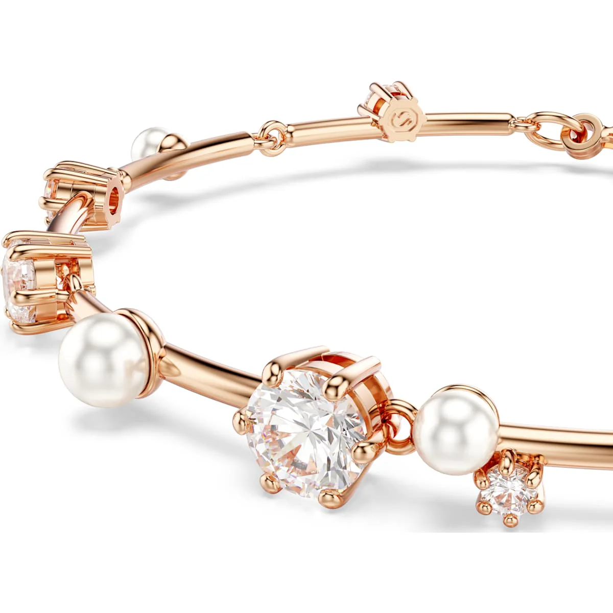Constella Tennis bracelet Crystal pearl, Round cuts, White, Rose gold-tone plated - Image 4