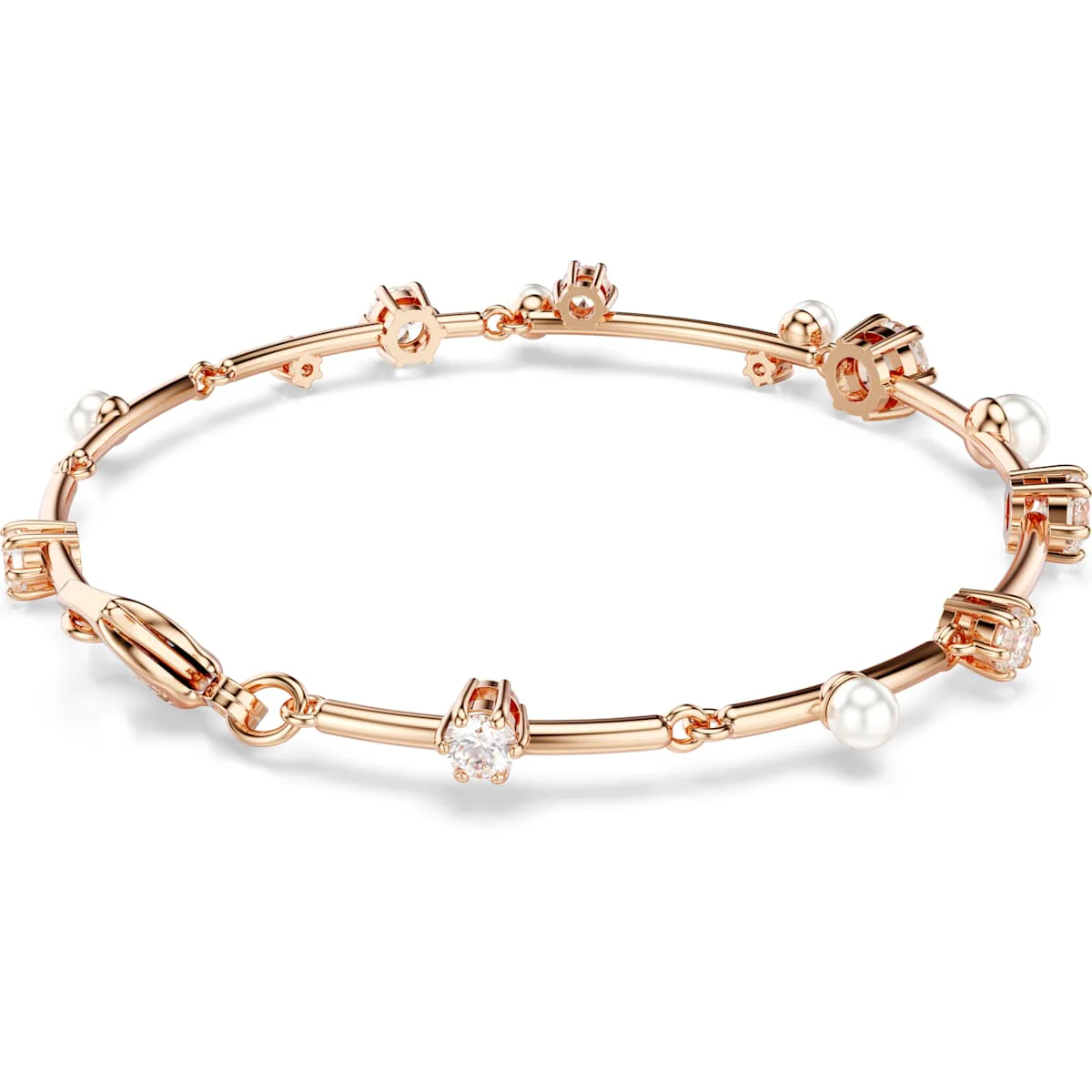 Constella Tennis bracelet Crystal pearl, Round cuts, White, Rose gold-tone plated - Image 5