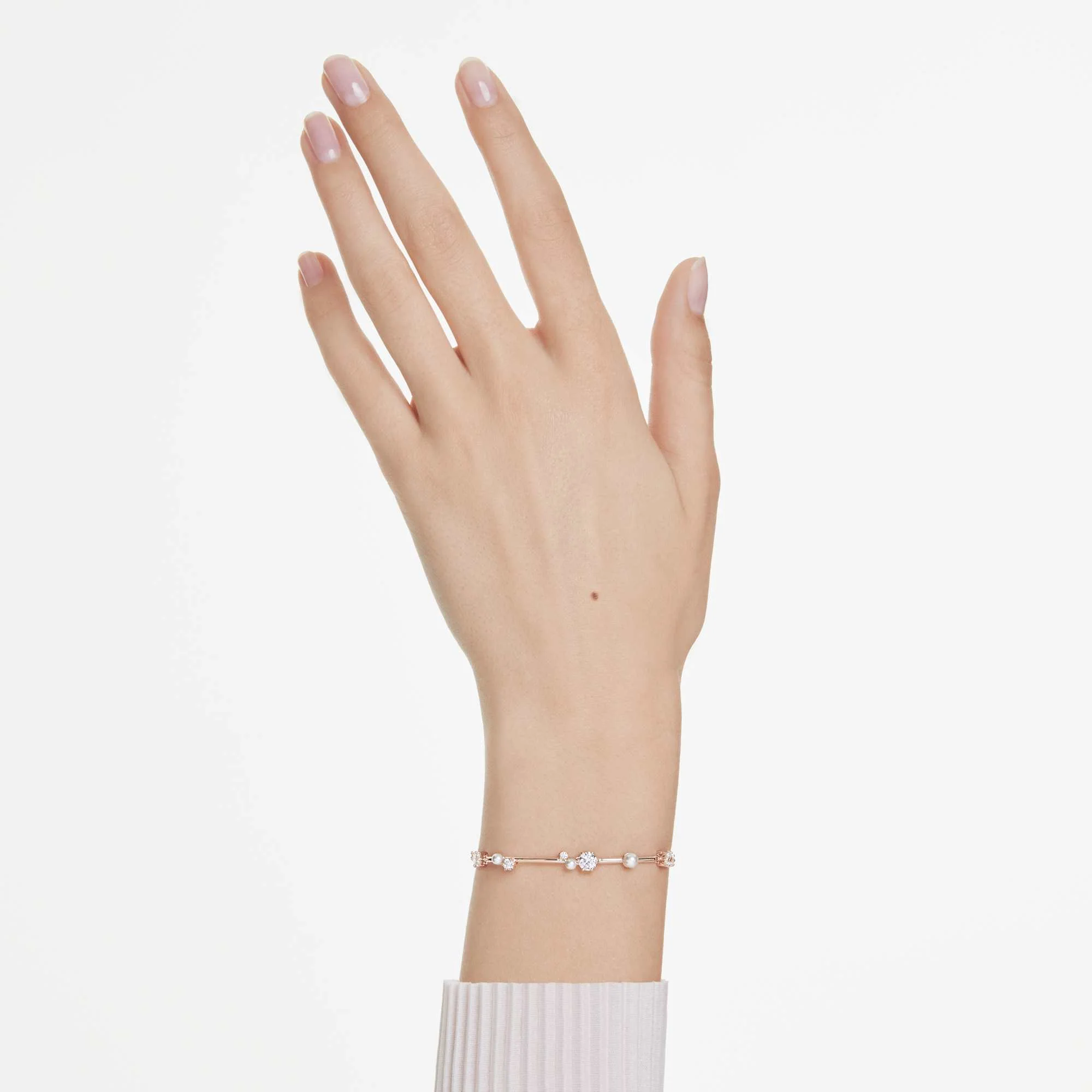 Constella Tennis bracelet Crystal pearl, Round cuts, White, Rose gold-tone plated - Image 6