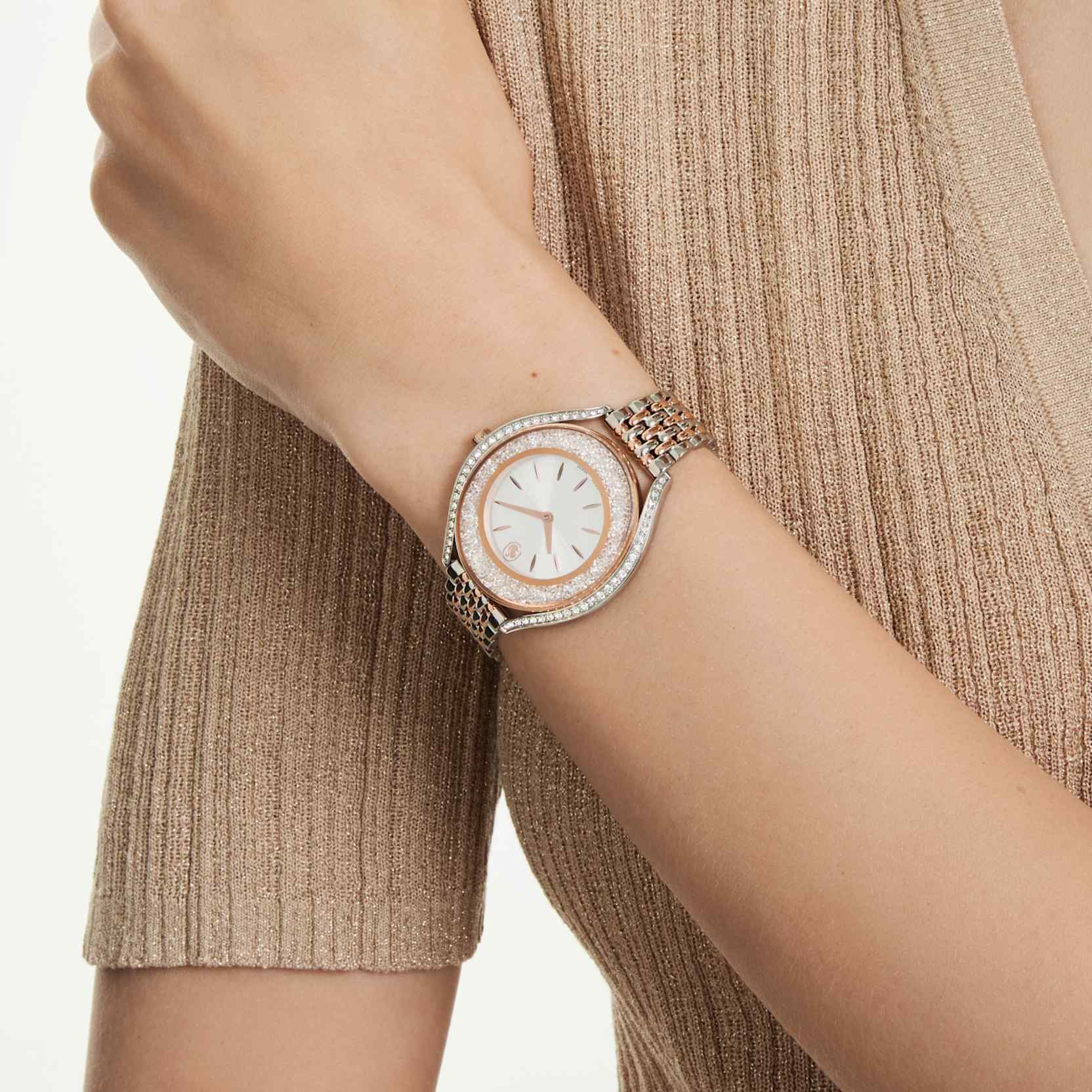 Crystalline aura watch Swiss Made, Metal bracelet, Rose gold tone, Mixed metal finish - Image 6