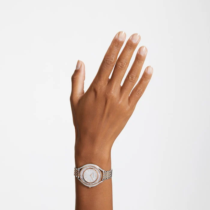 Crystalline Aura watch Swiss Made, Metal bracelet, Rose gold tone, Mixed metal finish - Image 8