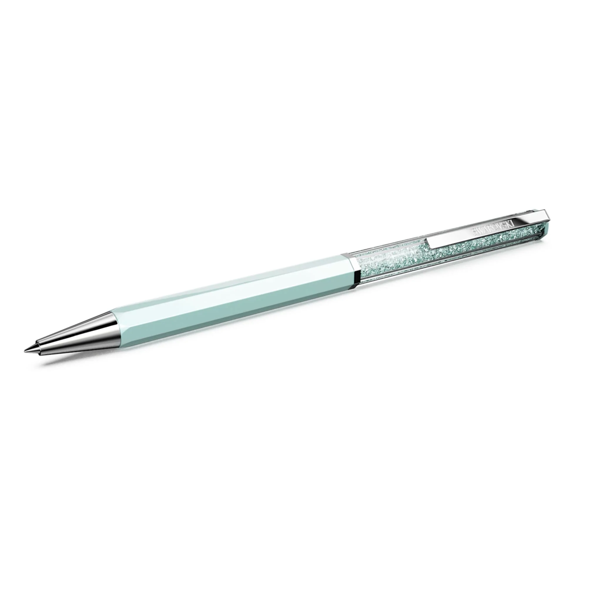 Crystalline ballpoint pen Blue lacquered, chrome plated
