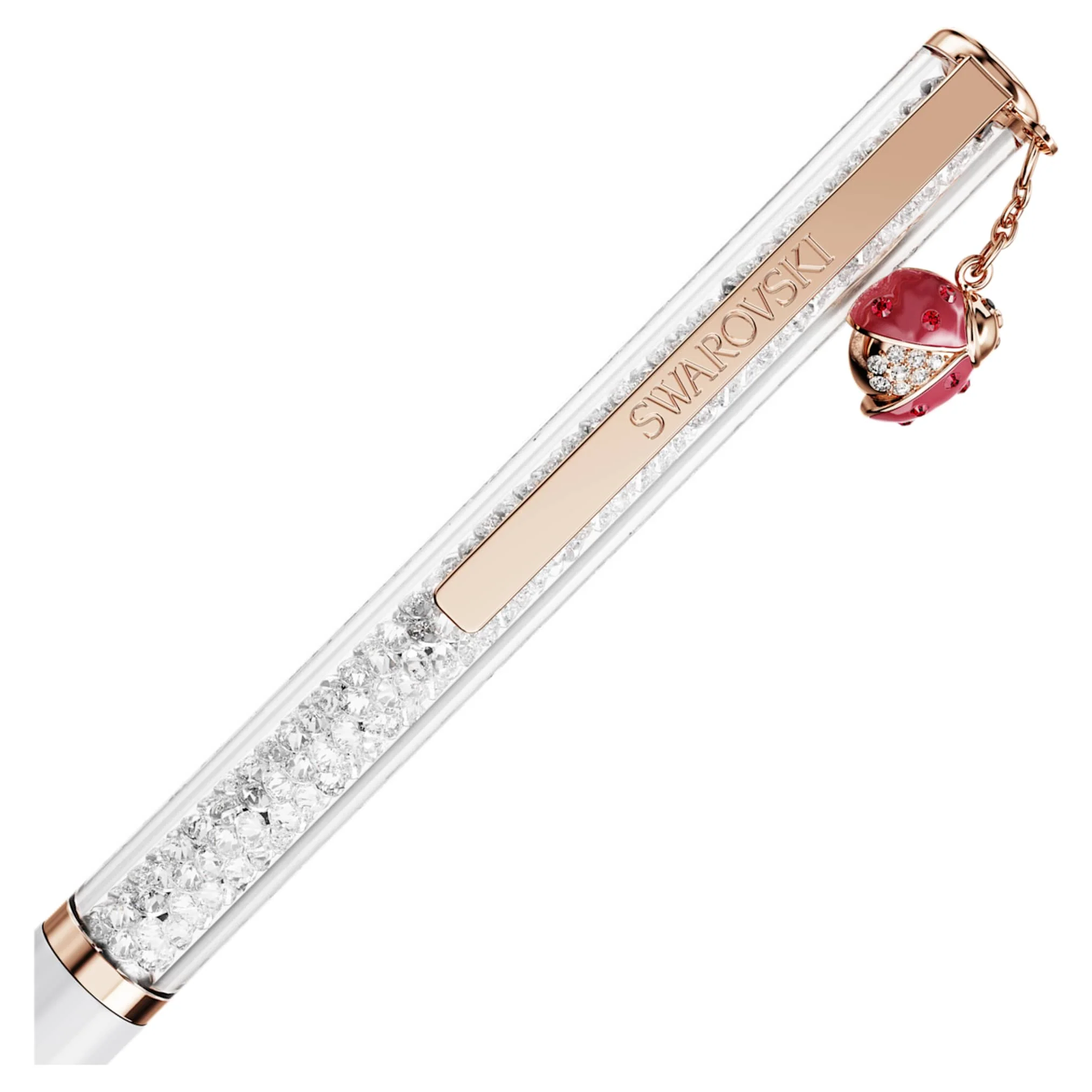 Crystalline ballpoint pen Ladybug, White, Red lacquered, Rose gold-tone plated - Image 3
