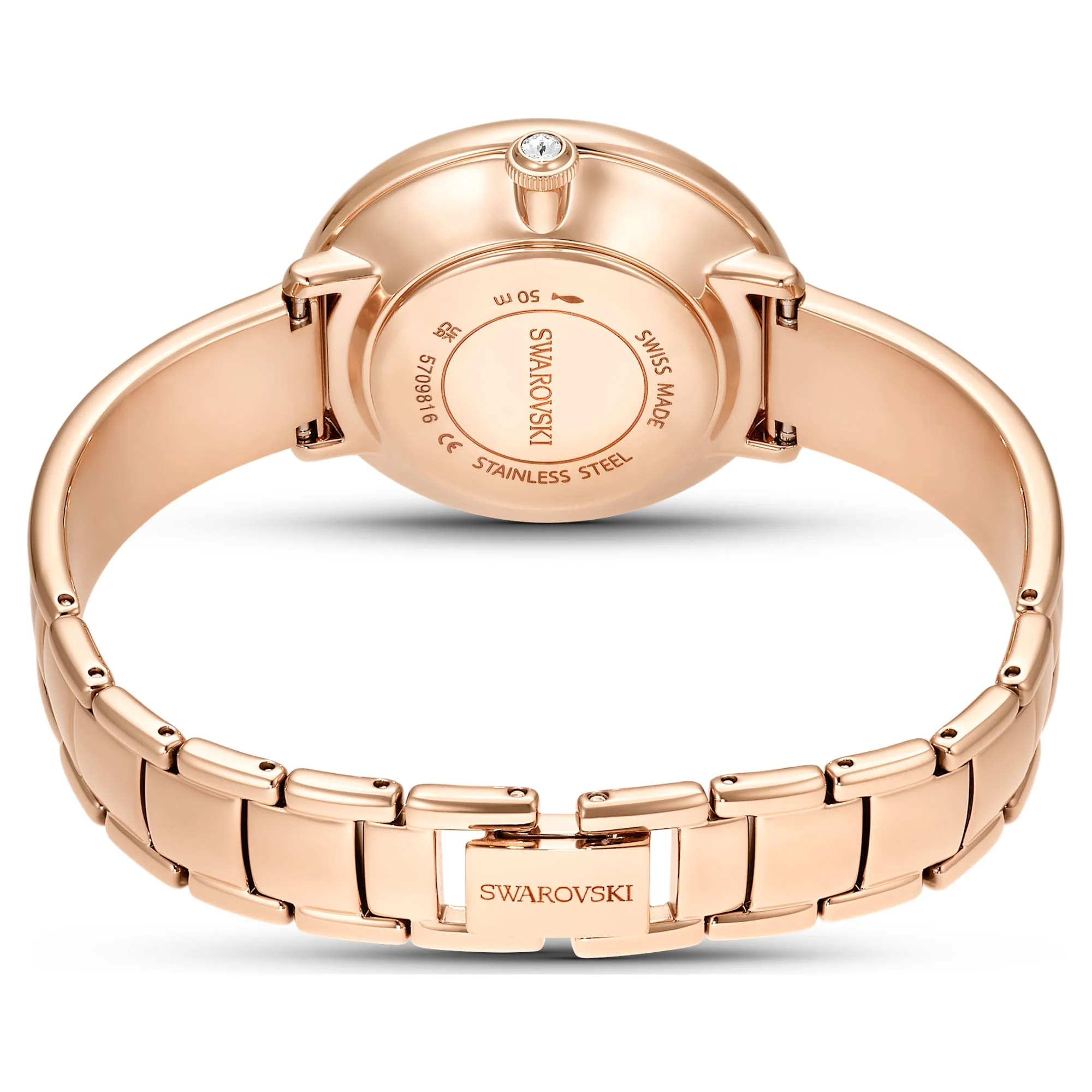Crystalline Bangle watch Swiss Made, Metal bracelet, White, Rose gold-tone finish - Image 3