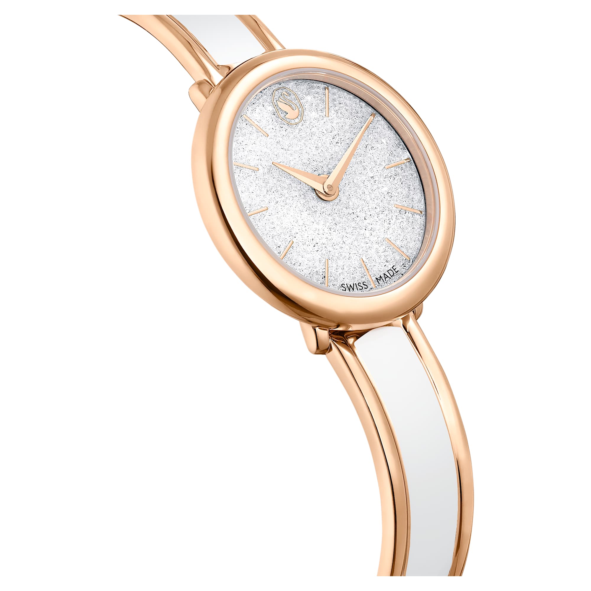 Crystalline Bangle watch Swiss Made, Metal bracelet, White, Rose gold-tone finish - Image 6