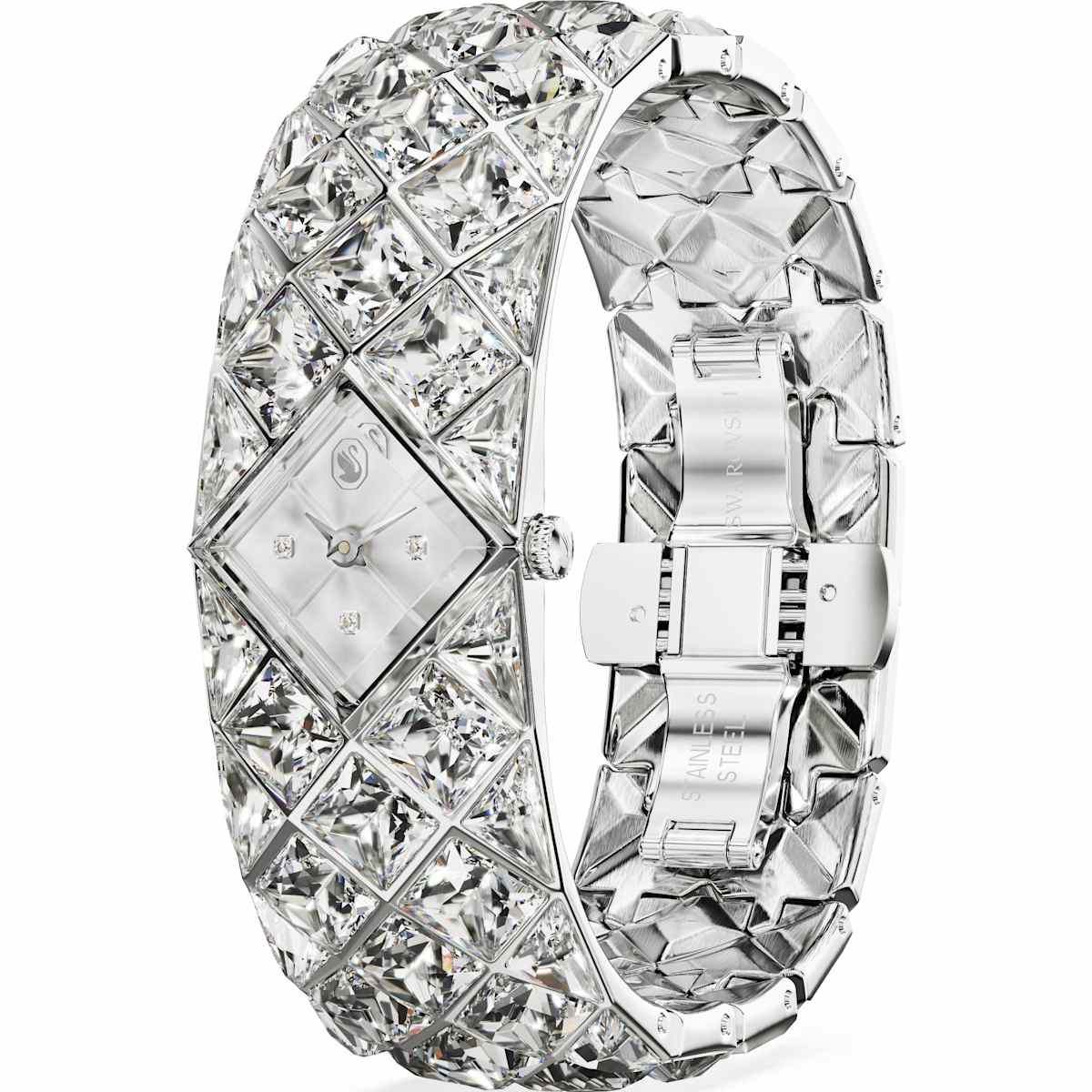 Curiosa bangle watch Swiss Made, Crystal bracelet, Silver tone, Stainless Steel - Image 2