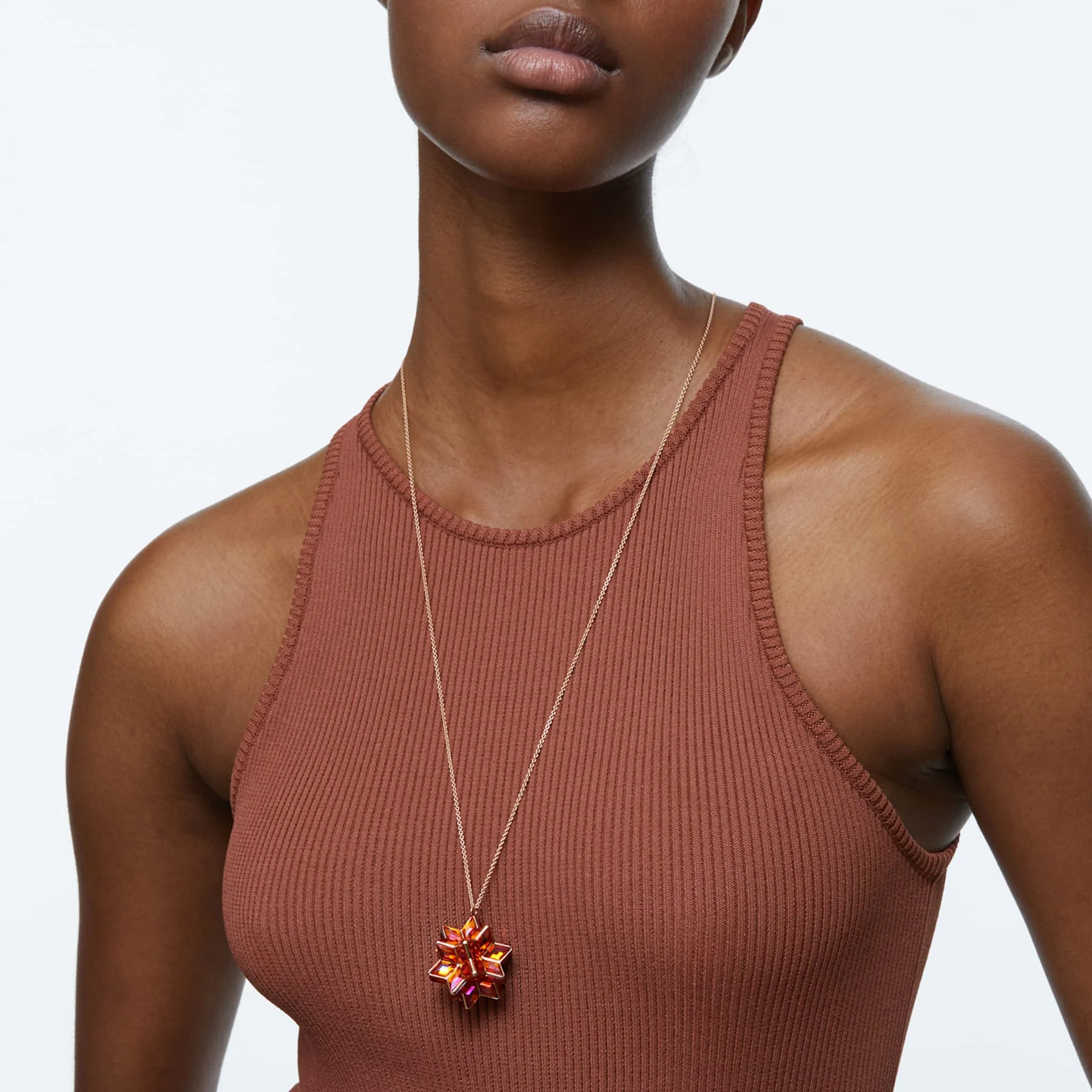 Curiosa pendant Geometric crystals, Pink, Rose-gold tone plated - Image 3