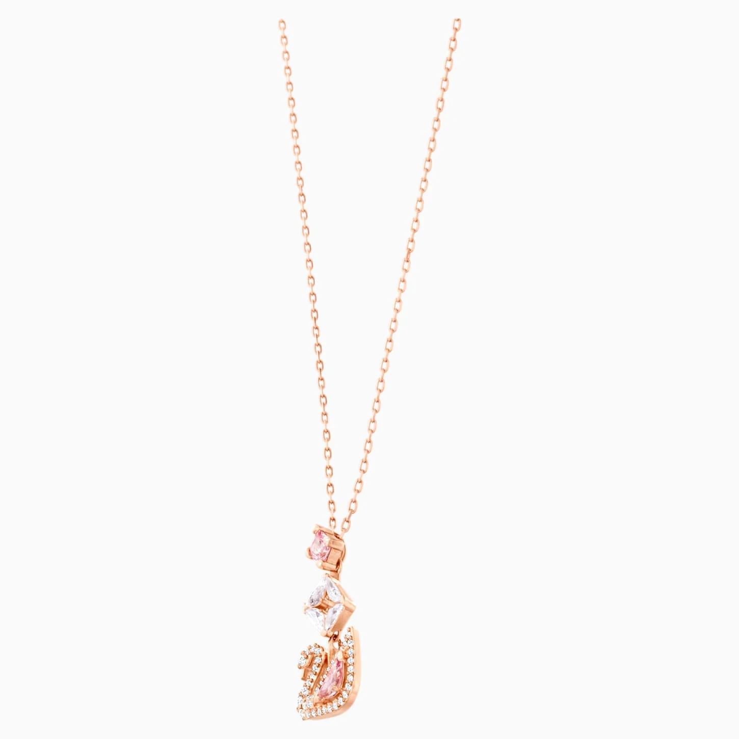 DAZZLING SWAN Y NECKLACE, MULTI-COLORED, ROSE-GOLD TONE PLATED - Image 3