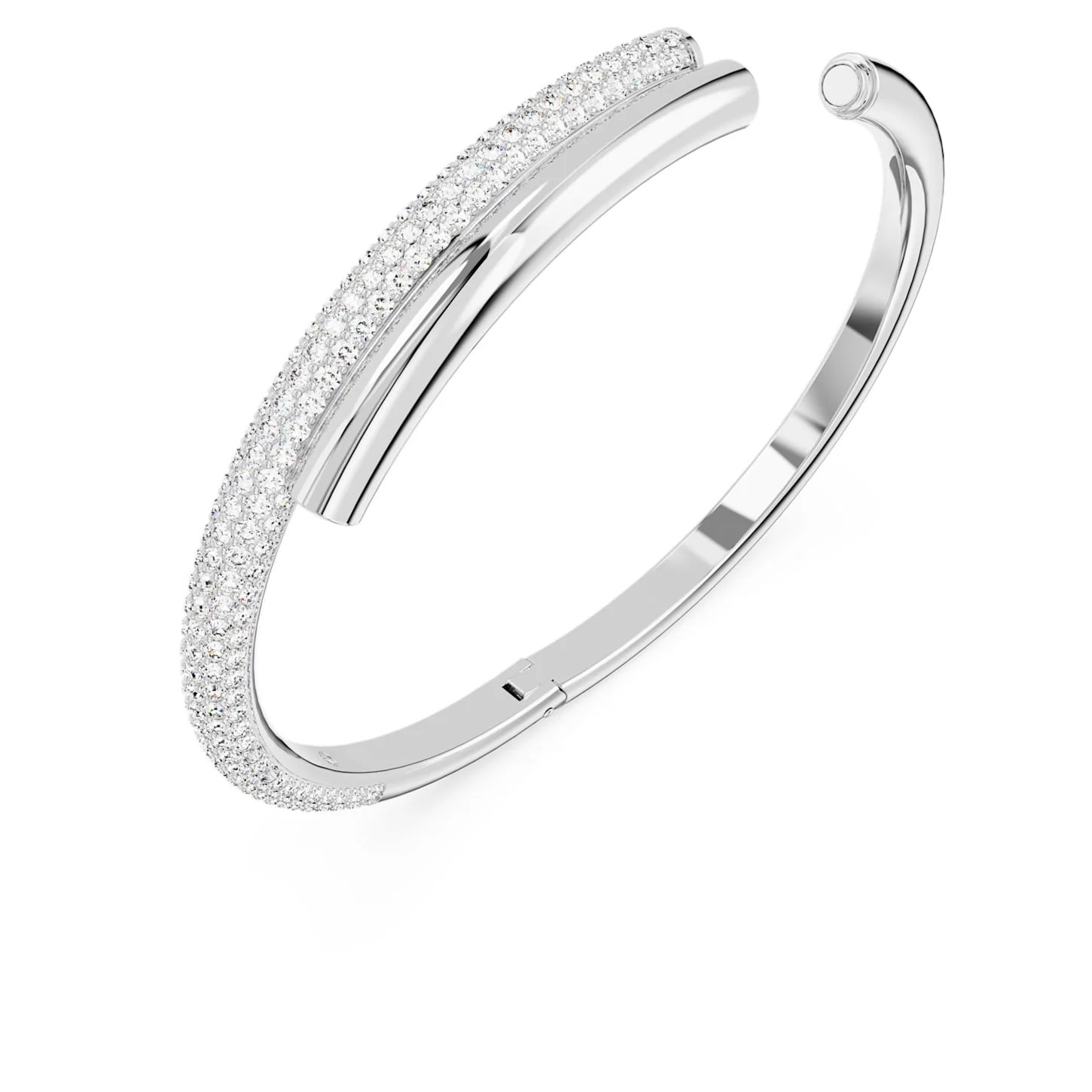 Dextera bangle Magnetic closure, White, Rhodium plated - Image 3