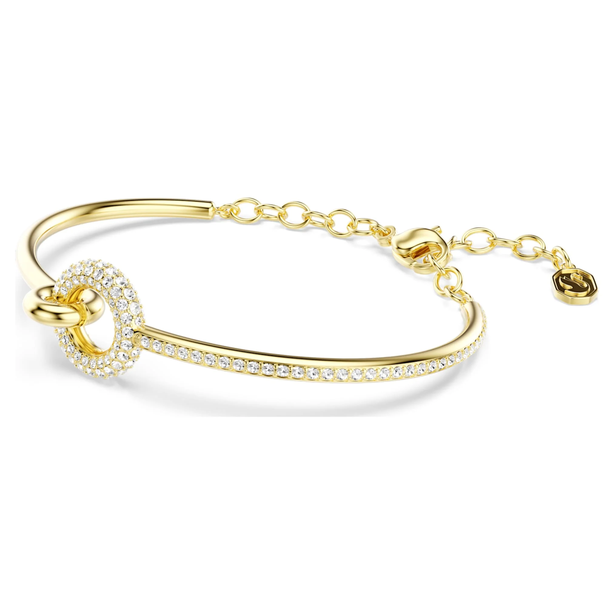Dextera bangle Round cut, White, Gold-tone plated - Image 2