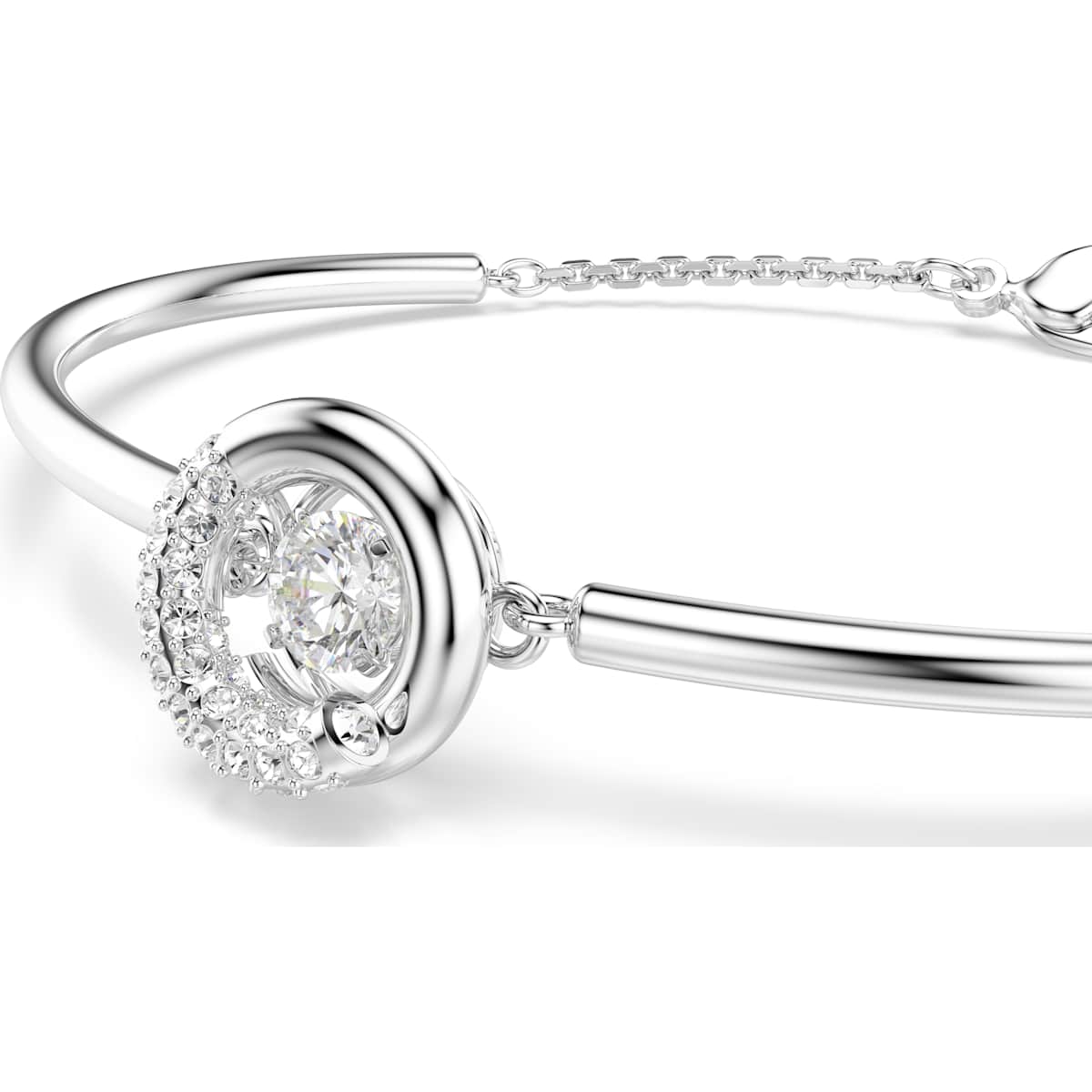 Dextera bangle, Round cut, White, Rhodium plated - Image 4