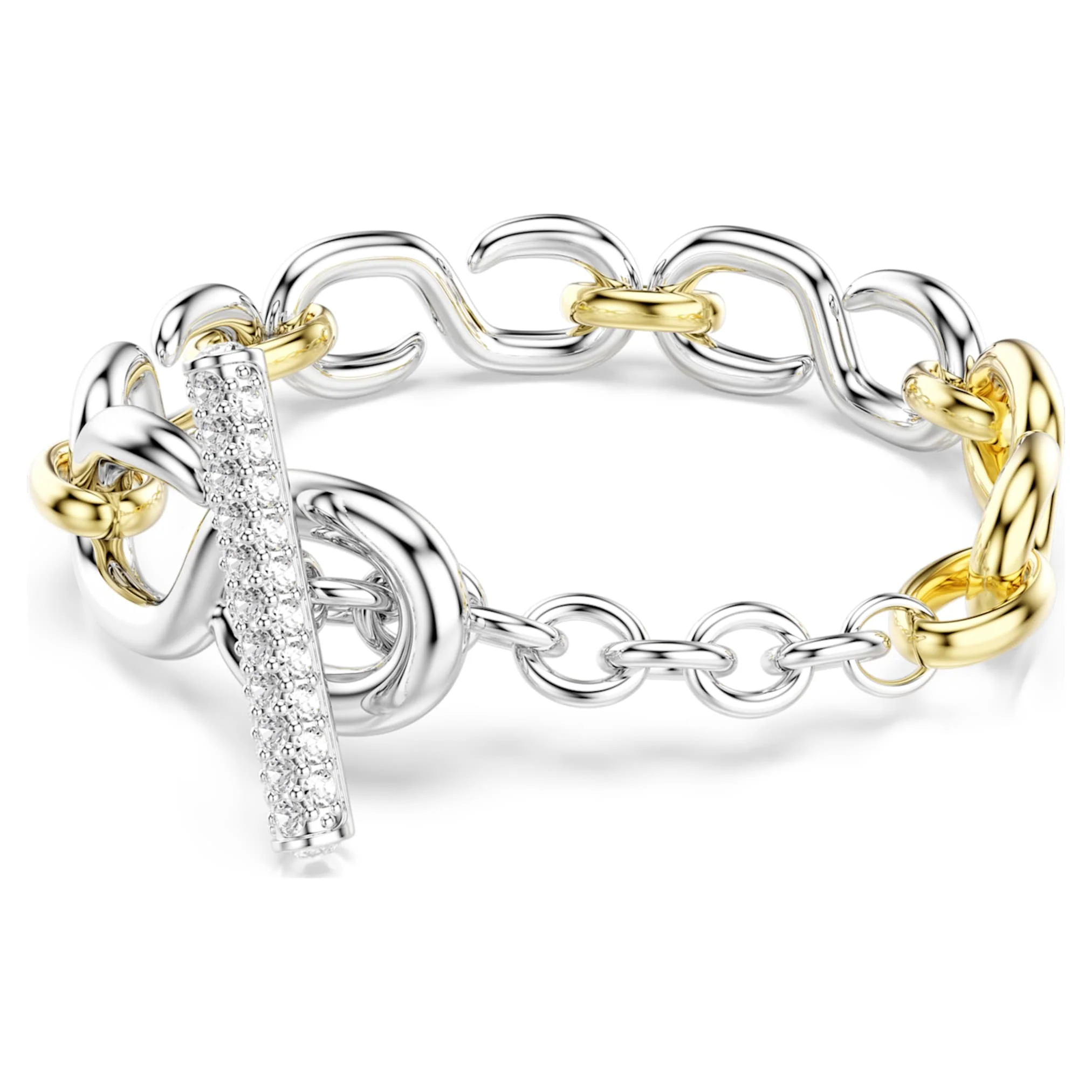 Dextera bracelet Round cut, T-bar, White, Mixed metal finish - Image 2