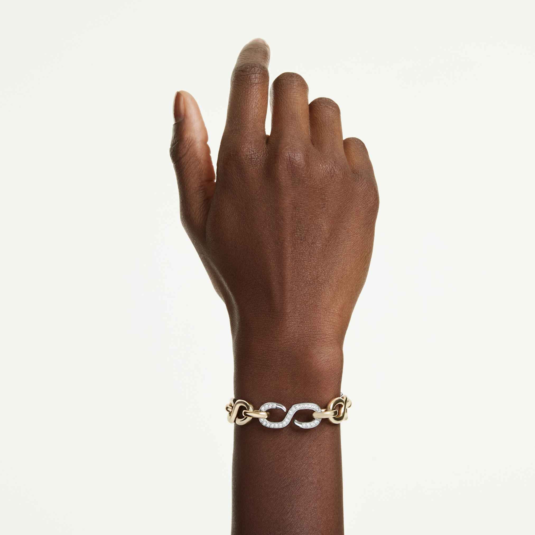 Dextera bracelet Round cut, T-bar, White, Mixed metal finish - Image 6