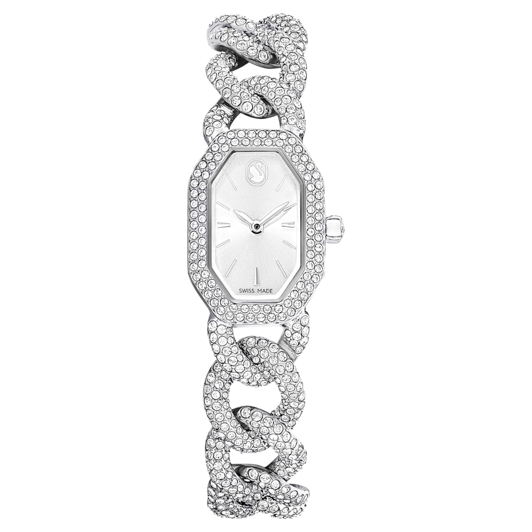 Dextera Chain watch Swiss Made, Crystal bracelet, Silver tone, Stainless Steel