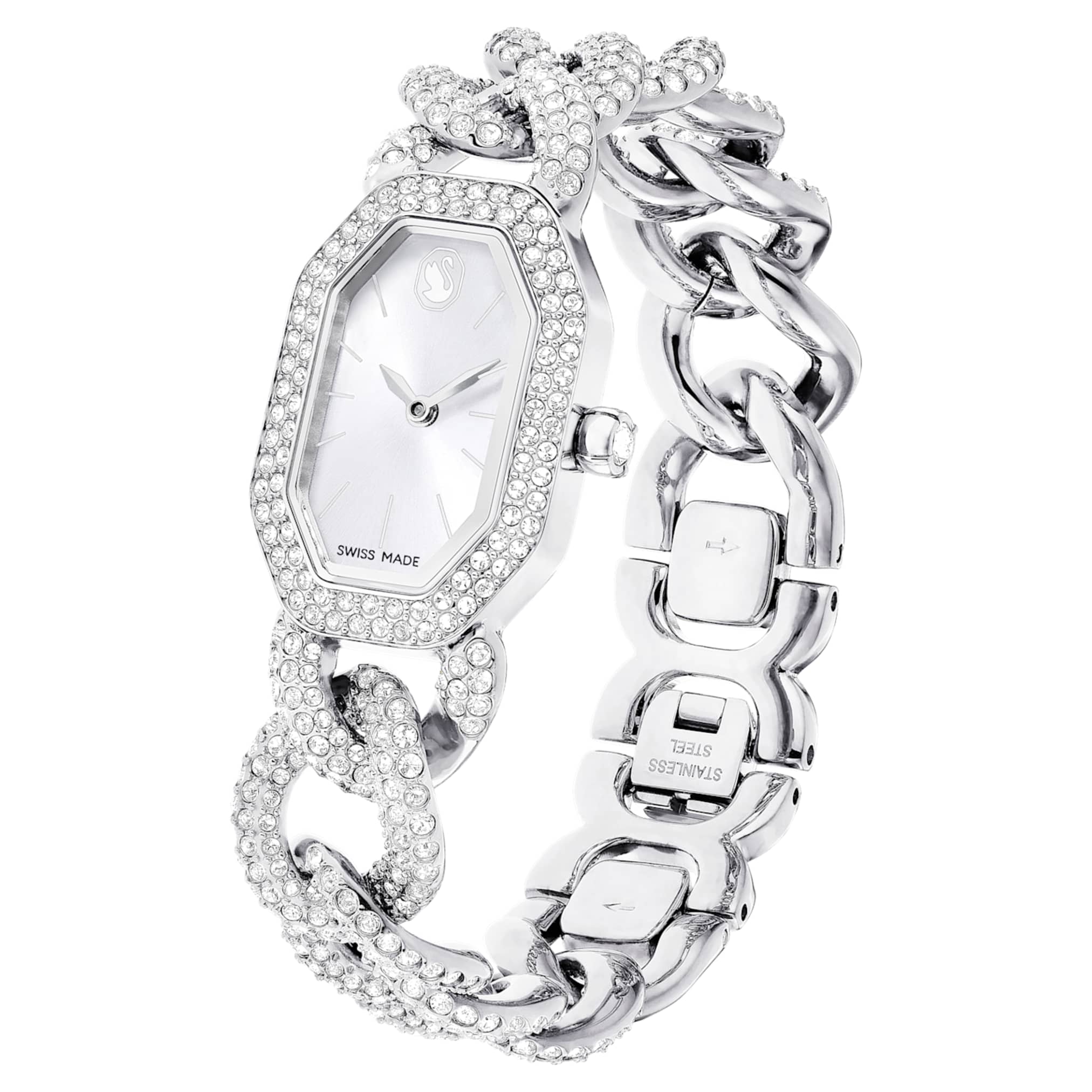 Dextera Chain watch Swiss Made, Crystal bracelet, Silver tone, Stainless Steel - Image 2