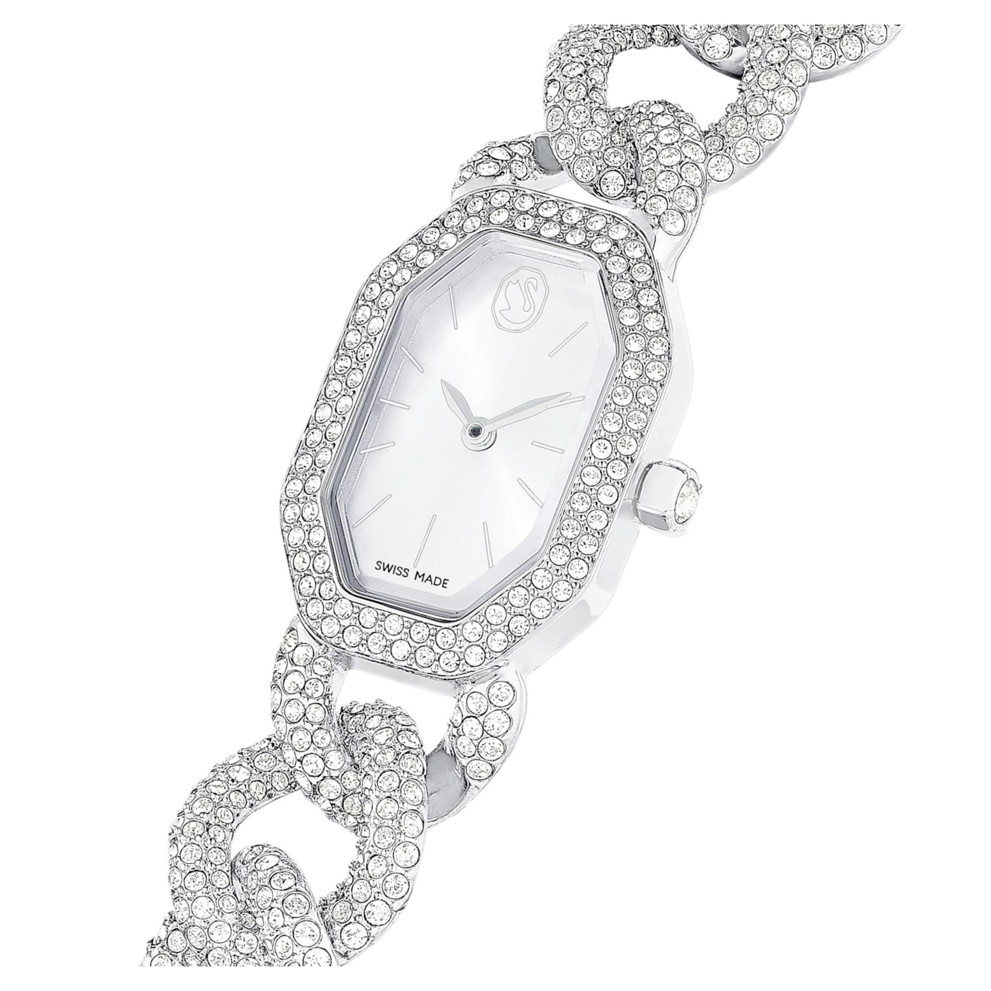 Dextera Chain watch Swiss Made, Crystal bracelet, Silver tone, Stainless Steel - Image 4