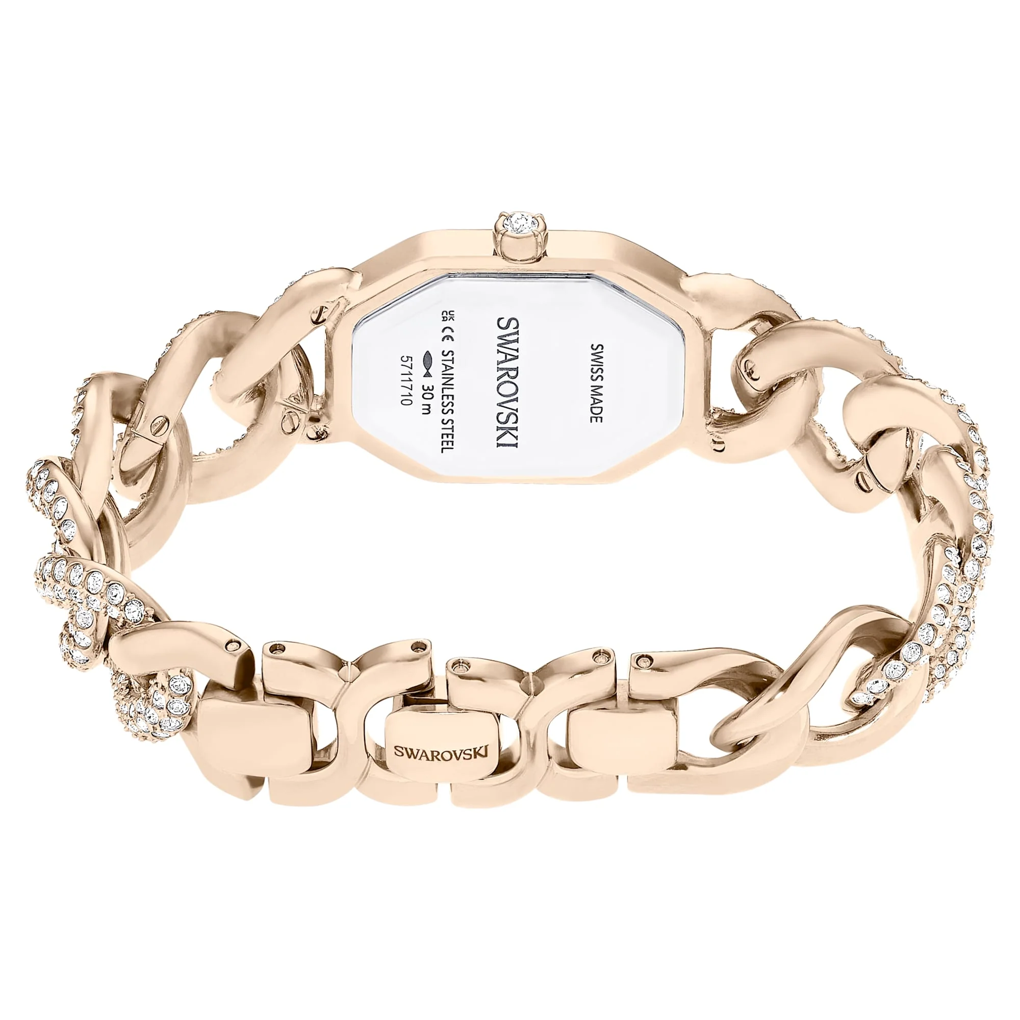 Dextera Chain watch Swiss Made, Crystal bracelet, White, Champagne gold-tone finish - Image 3