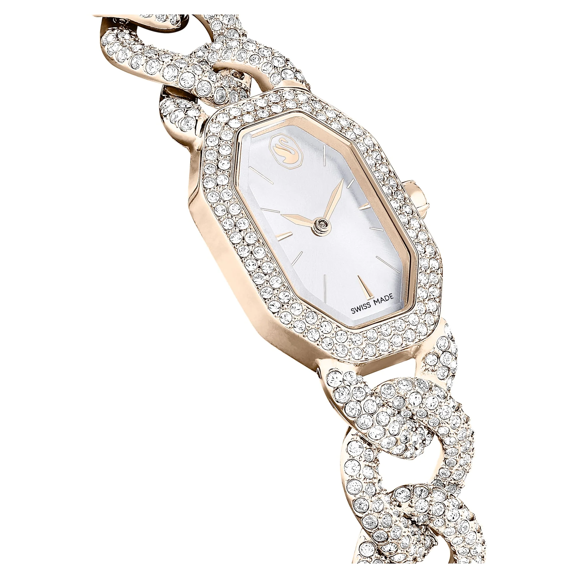 Dextera Chain watch Swiss Made, Crystal bracelet, White, Champagne gold-tone finish - Image 5
