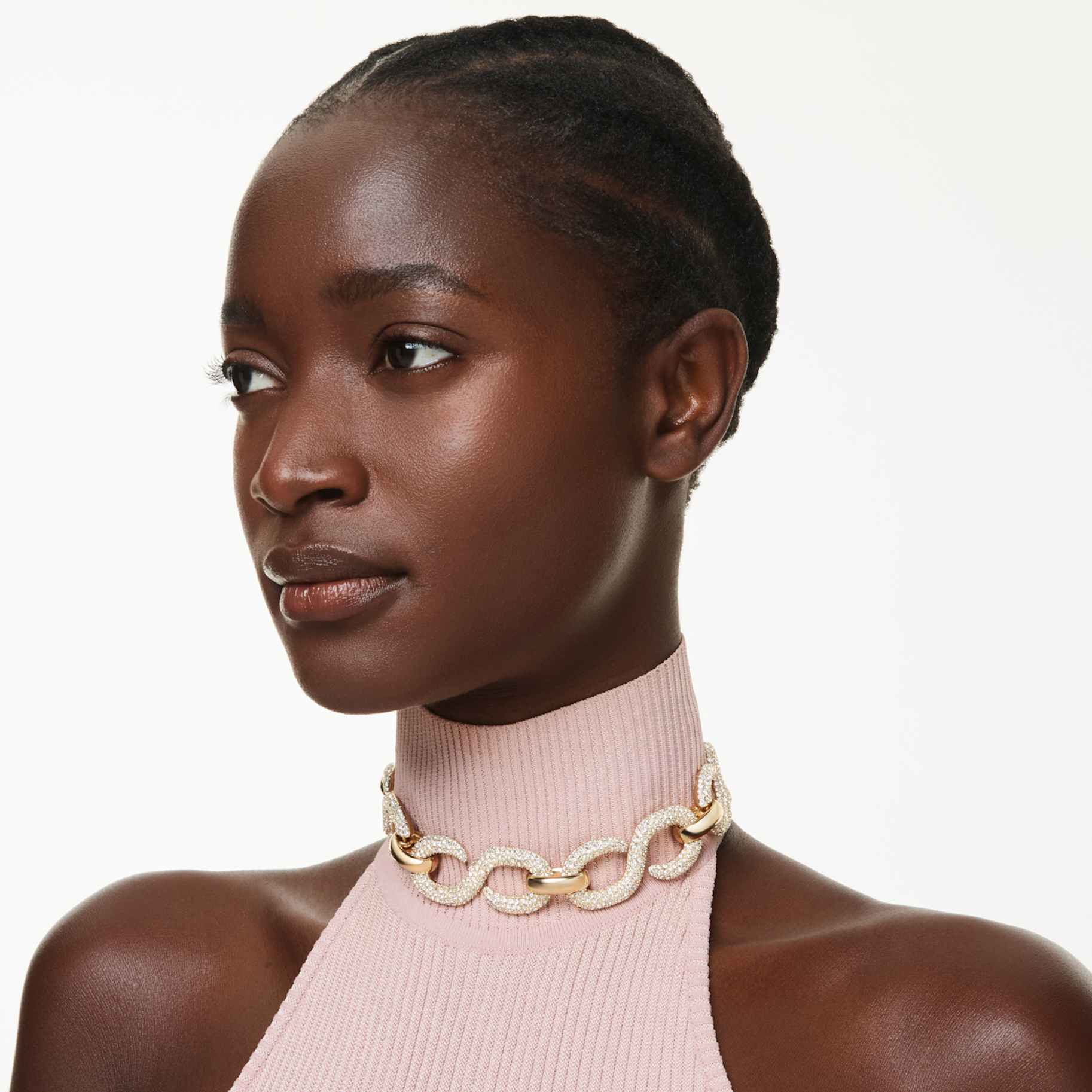 Dextera choker Round cut, White, Gold-tone plated - Image 5