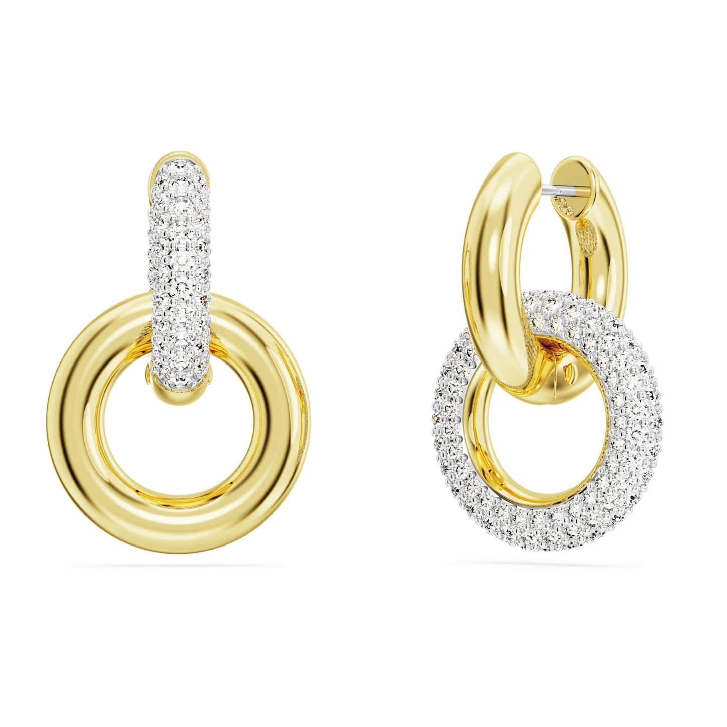 Dextera hoop earrings Interlocking loop, White, Gold-tone plated - Image 4