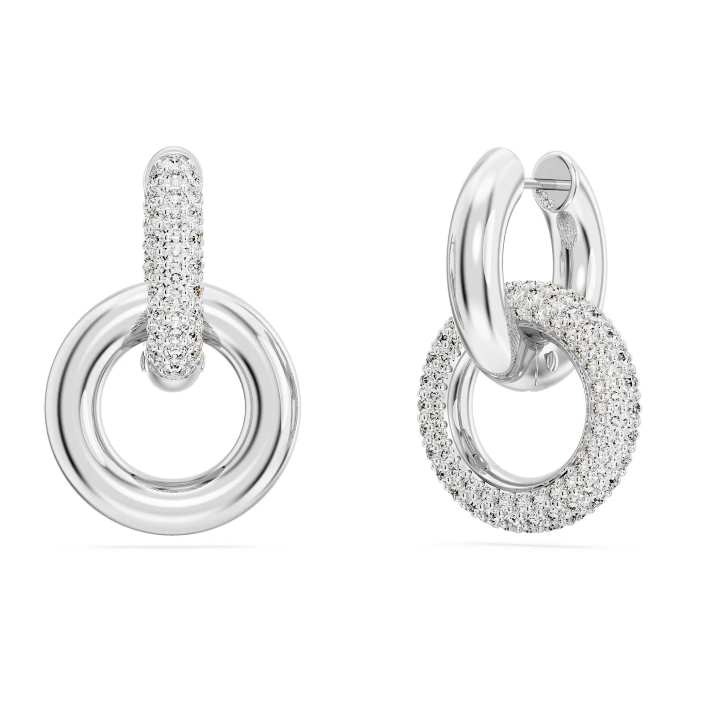 Dextera hoop earrings Interlocking loop, White, Rhodium plated - Image 4