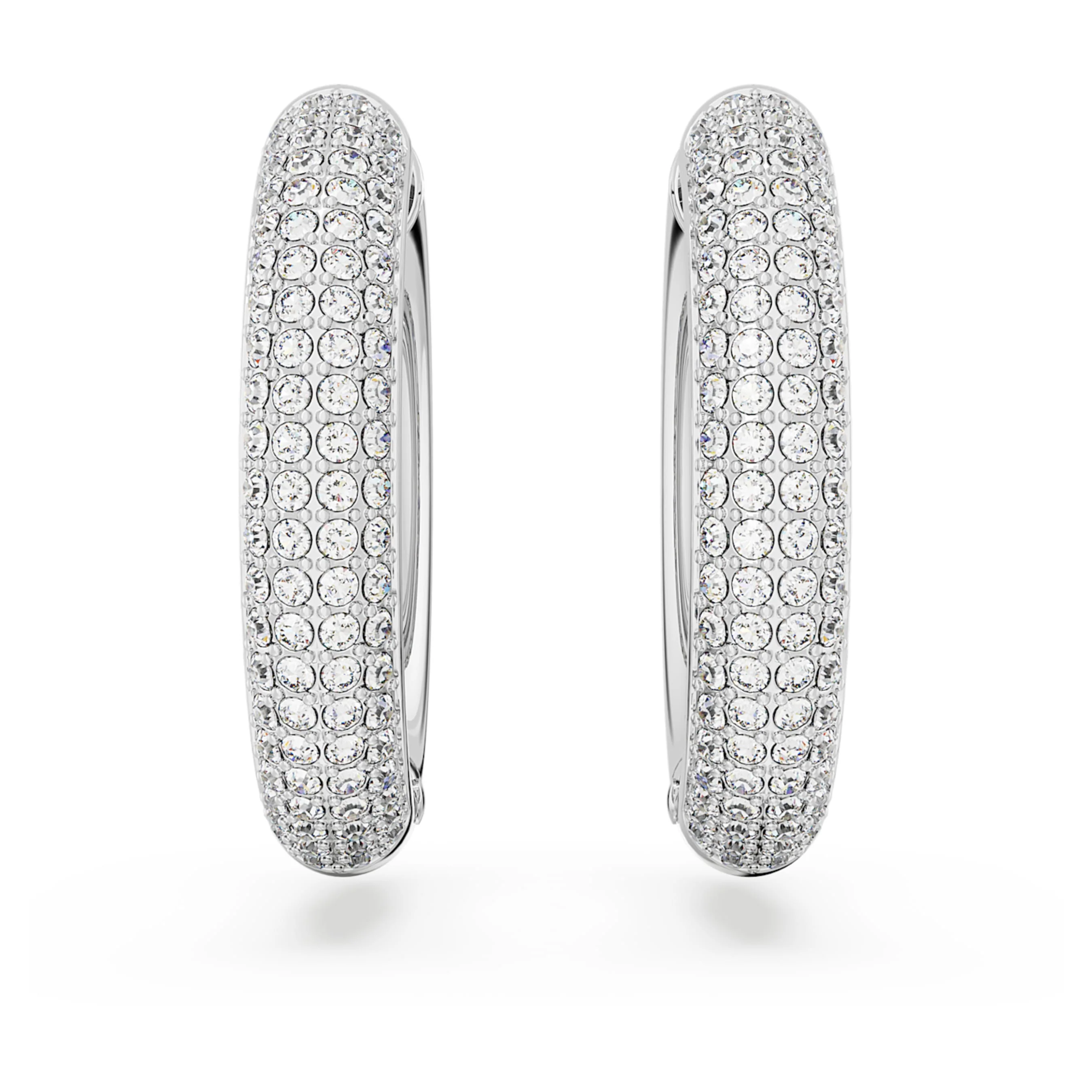 Dextera hoop earrings Medium, White, Rhodium plated - Image 3