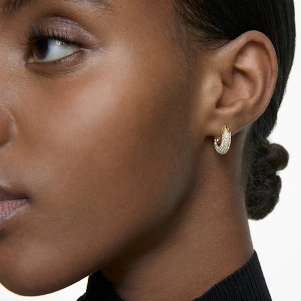 Dextera hoop earrings Pavé, White, Gold-tone plated - Image 3