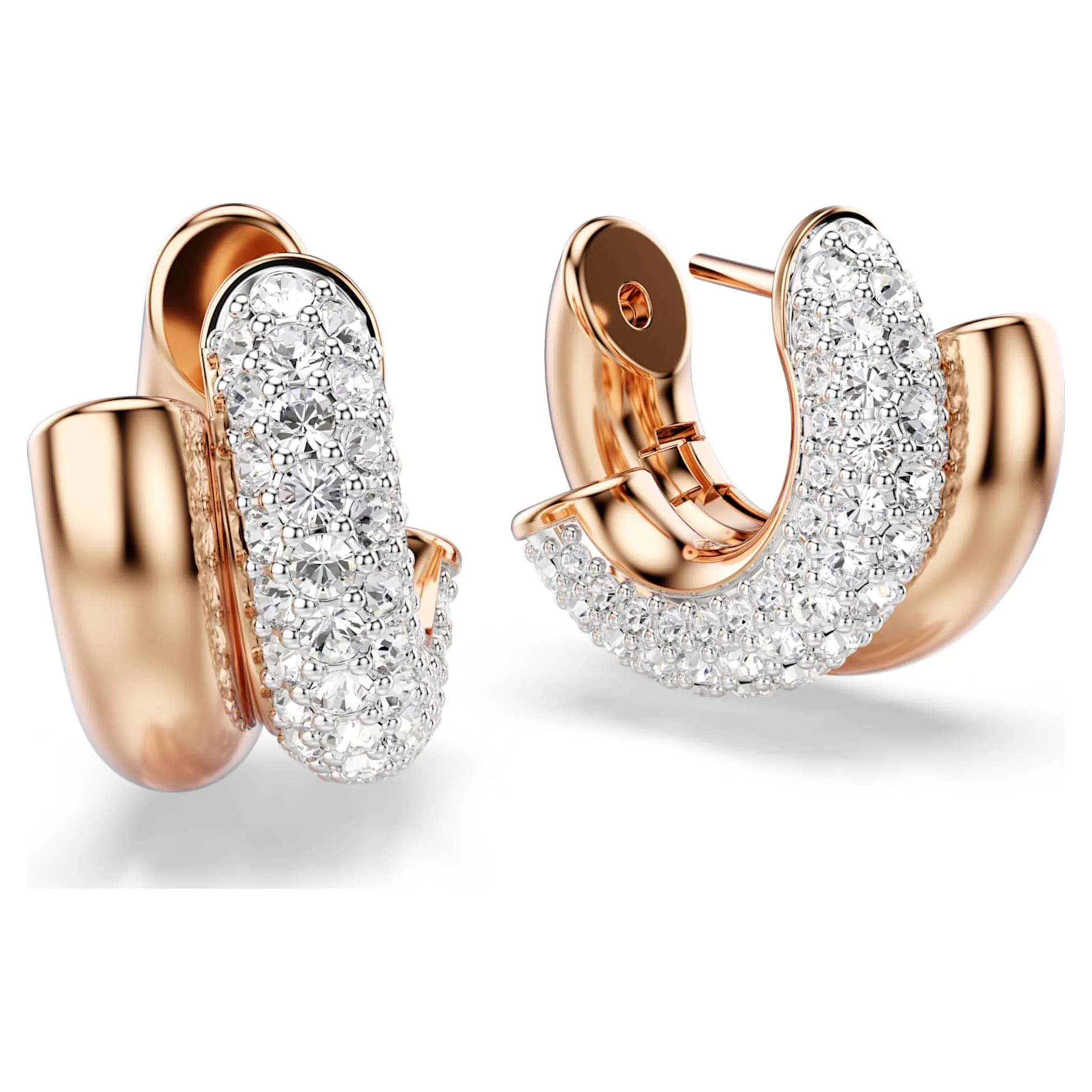 Dextera hoop earrings Round cut, Mini, White, Rose gold-tone plated - Image 3