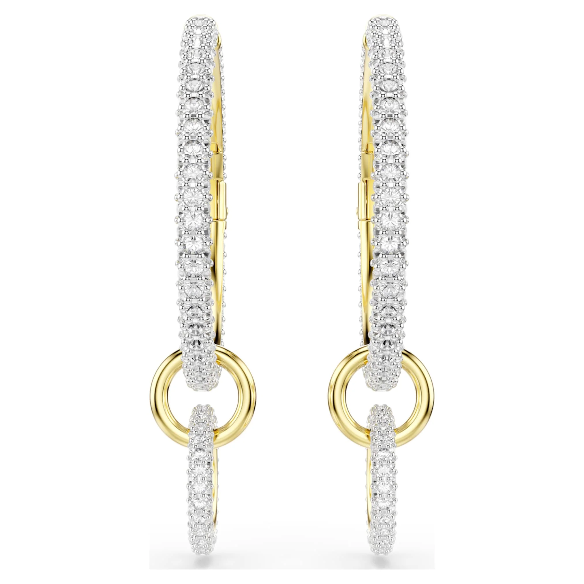 Dextera hoop earrings Round cut, White, Gold-tone plated - Image 2