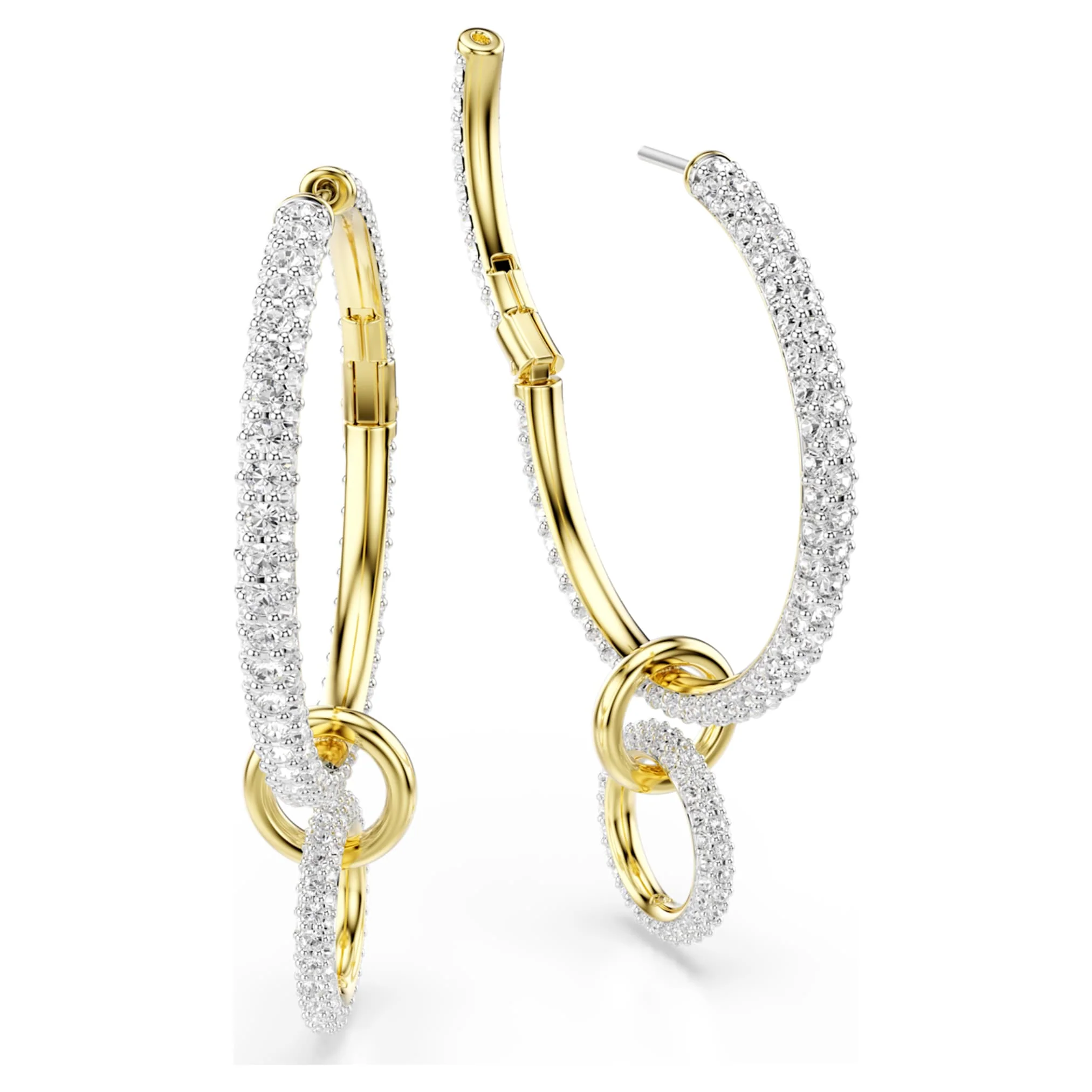 Dextera hoop earrings Round cut, White, Gold-tone plated - Image 3