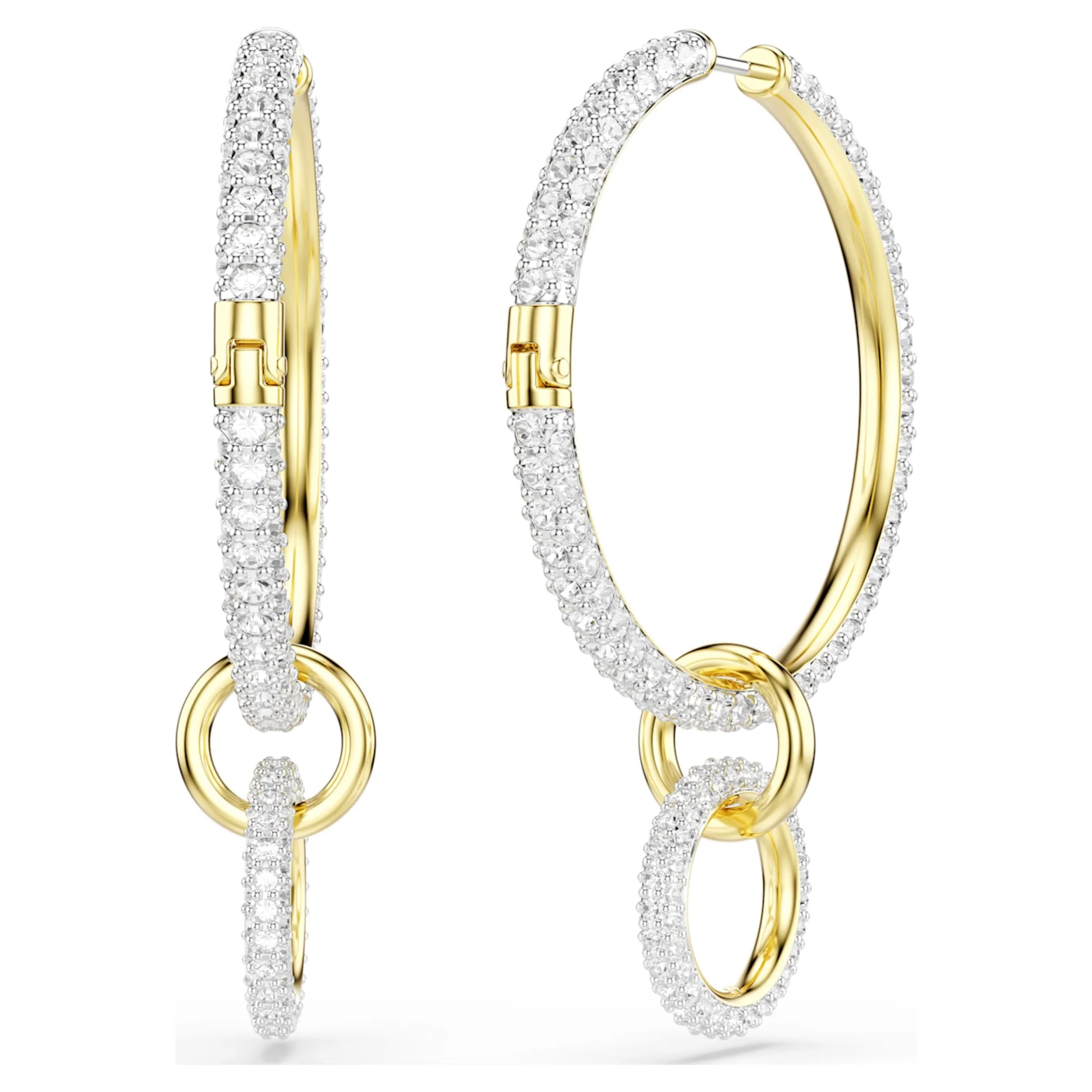 Dextera hoop earrings Round cut, White, Gold-tone plated - Image 4