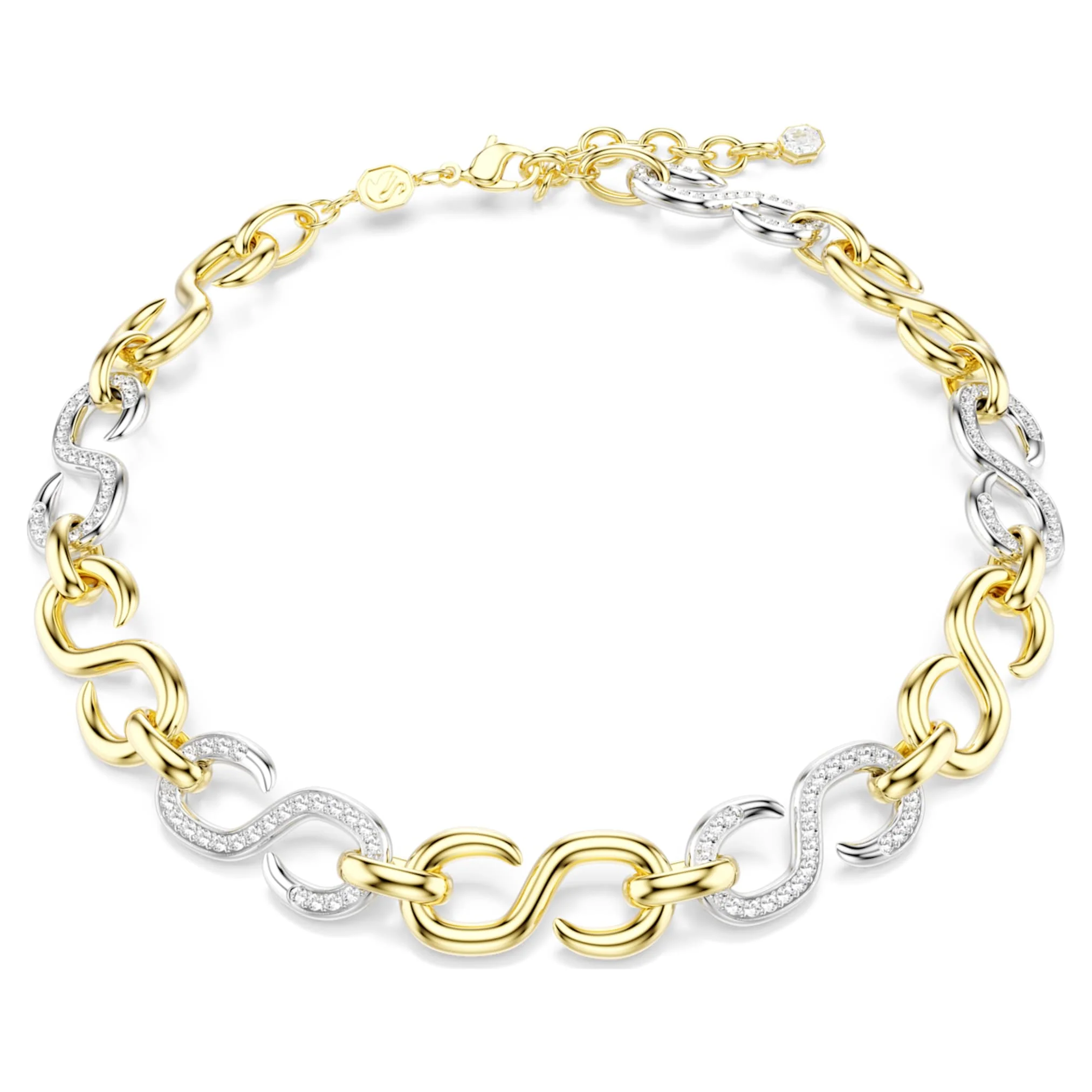 Dextera necklace Round cut, Chain, White, Mixed metal finish