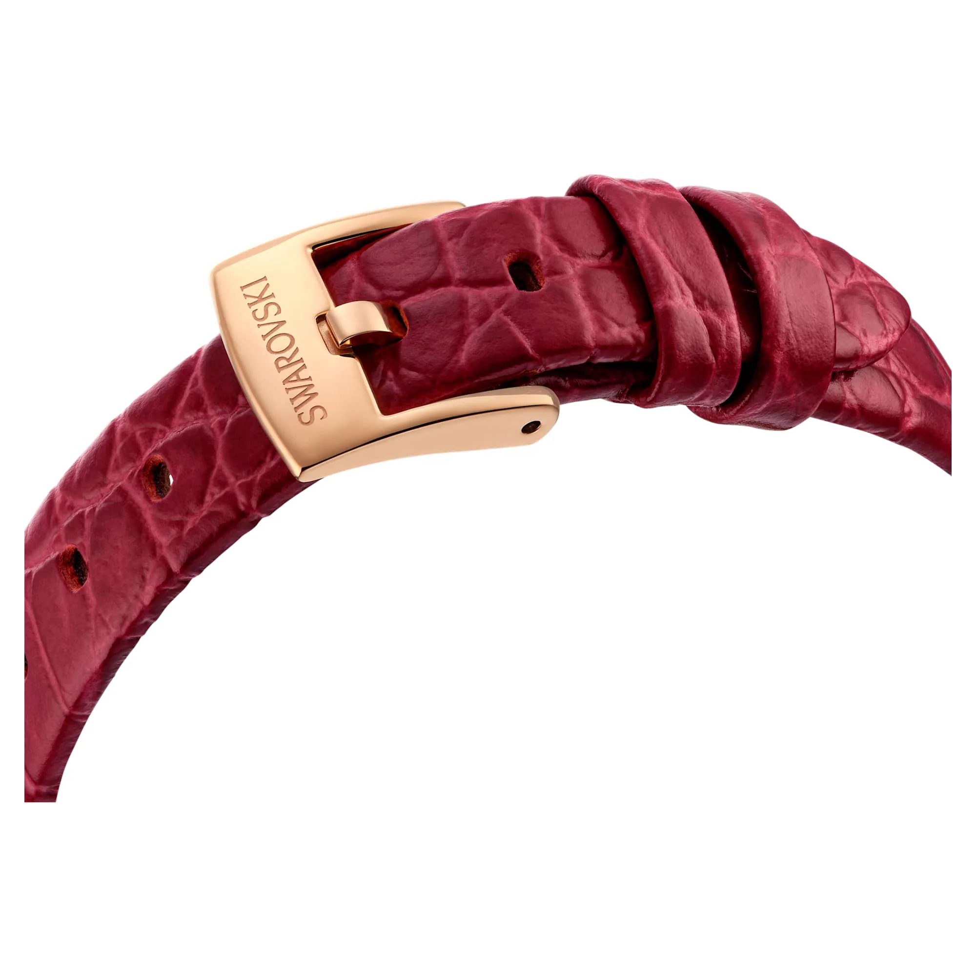 Dextera octagon watch Swiss Made, Leather strap, Red, Rose gold-tone finish - Image 7