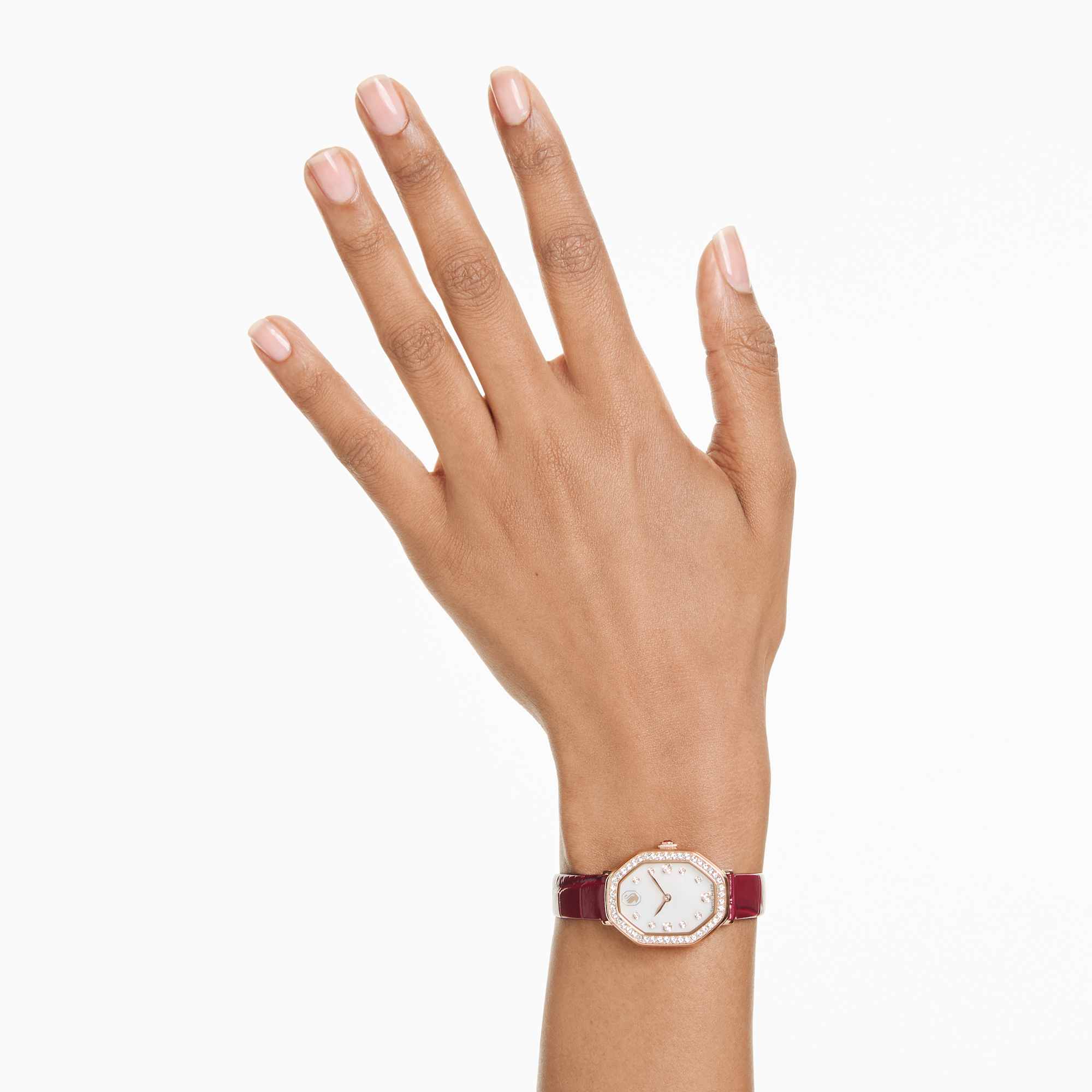Dextera octagon watch Swiss Made, Leather strap, Red, Rose gold-tone finish - Image 8