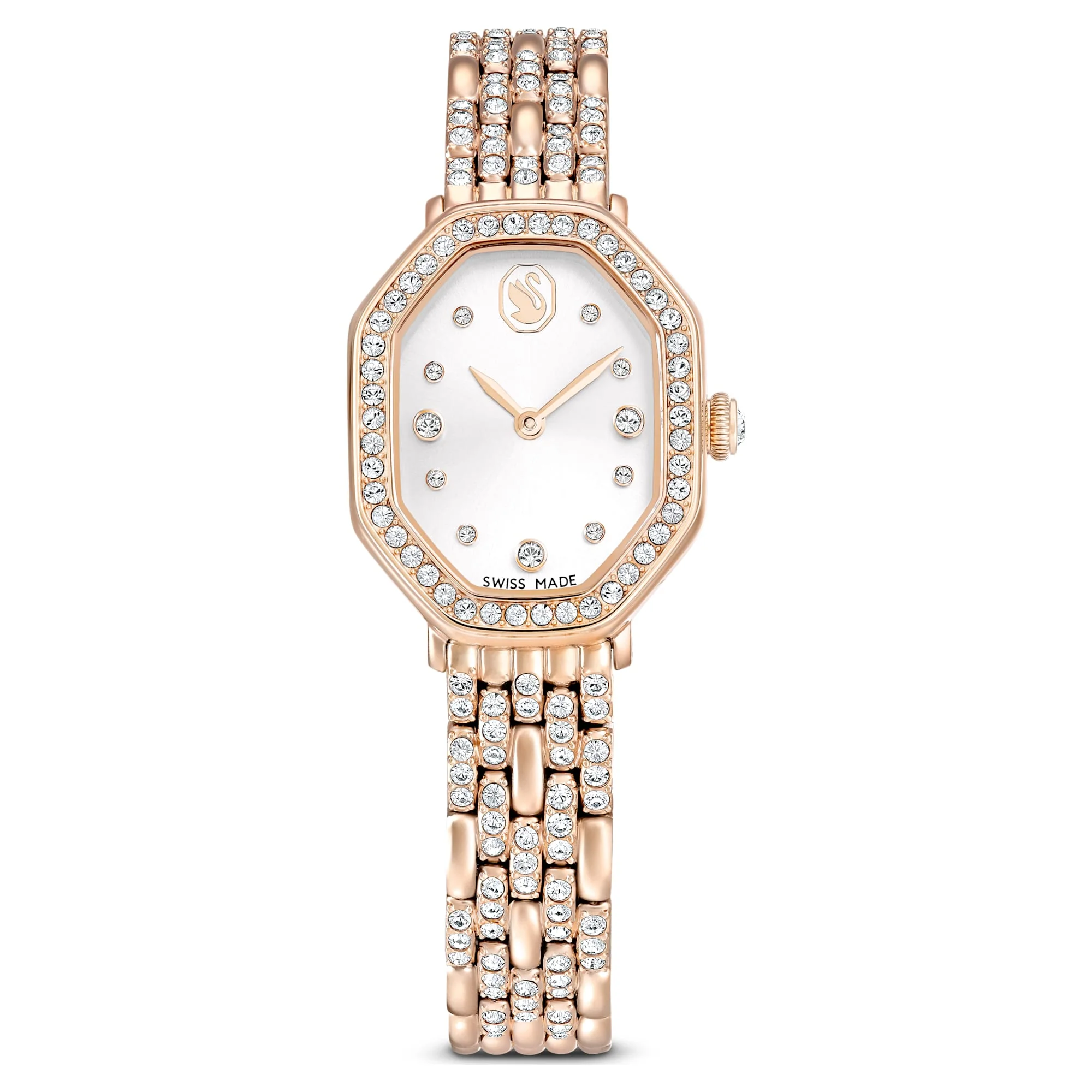 Dextera Octagon watch Swiss Made, Metal bracelet, Gold tone, Rose gold-tone finish