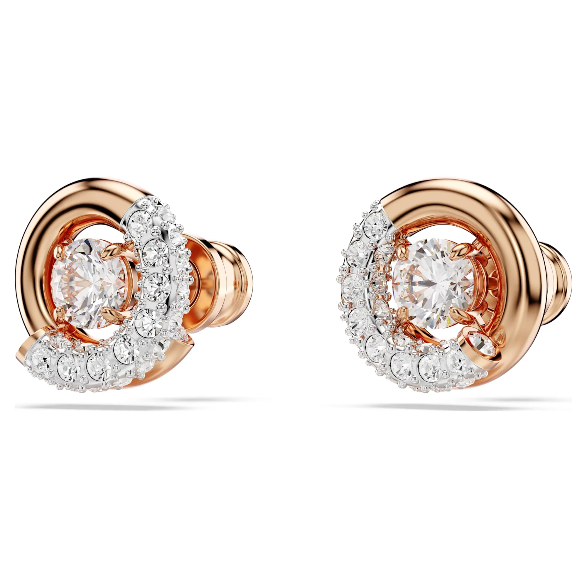 Dextera stud earrings Round cut, White, Rose gold-tone plated - Image 3