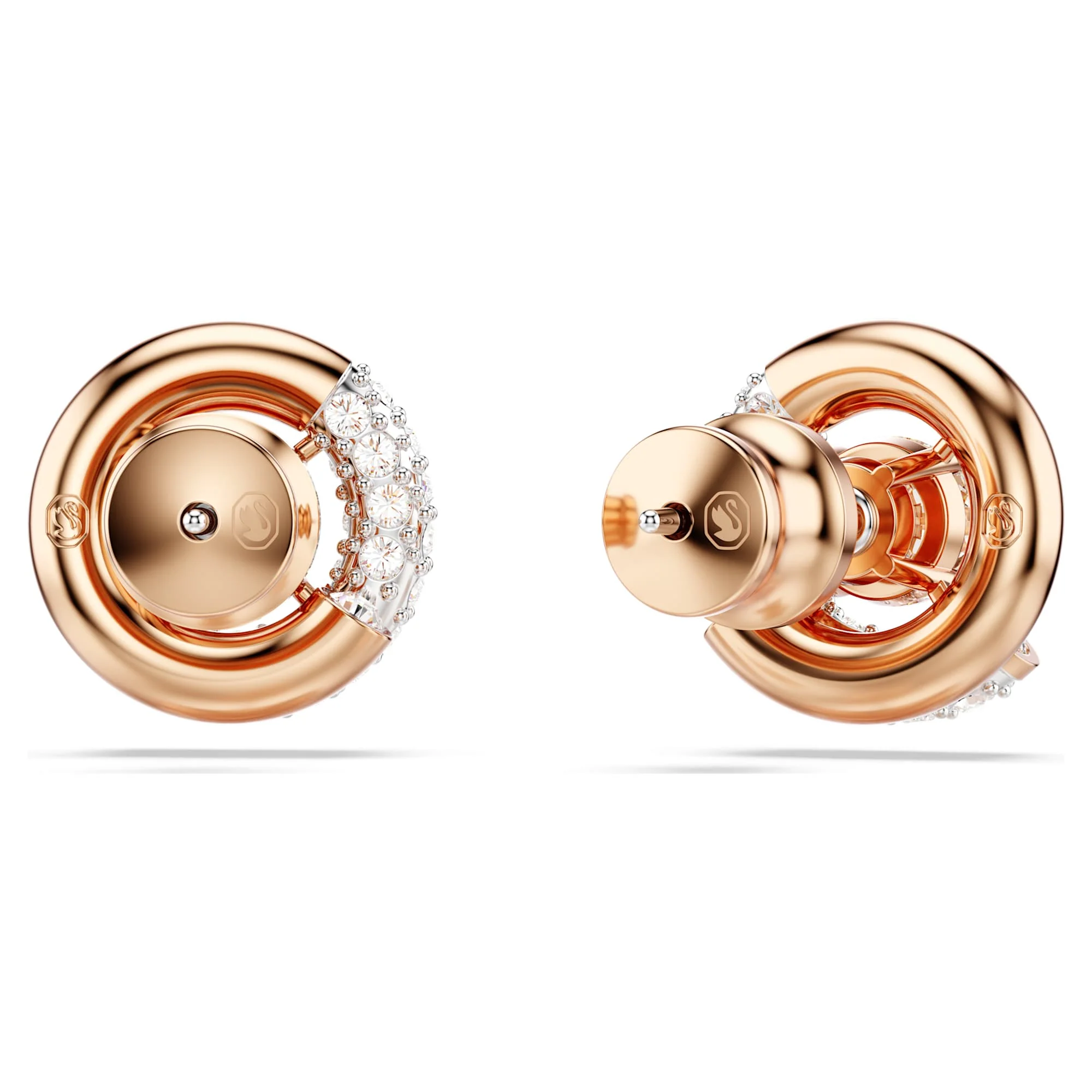 Dextera stud earrings Round cut, White, Rose gold-tone plated - Image 4