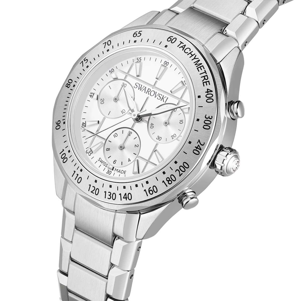 Dextera tachymetre watch, Swiss Made, Metal bracelet, Silver tone, Stainless steel - Image 4
