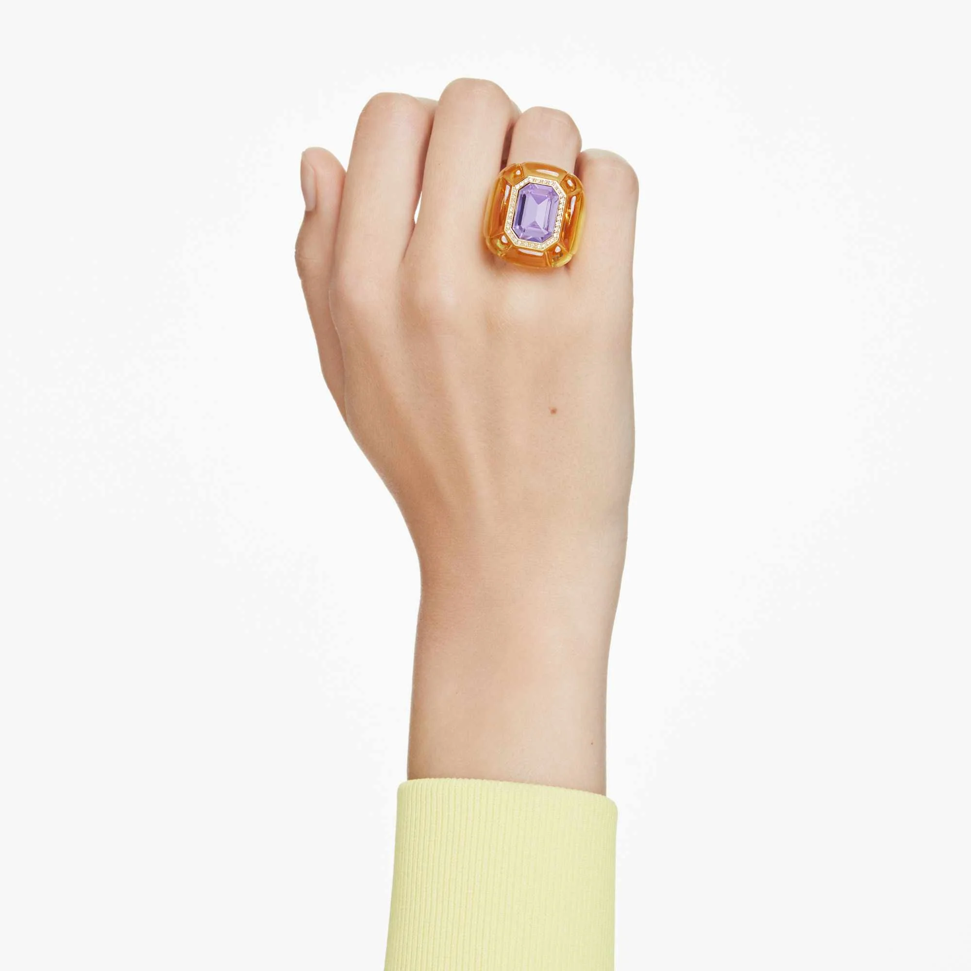 Dulcis cocktail ring Cushion cut, Pavé, Yellow - Image 5
