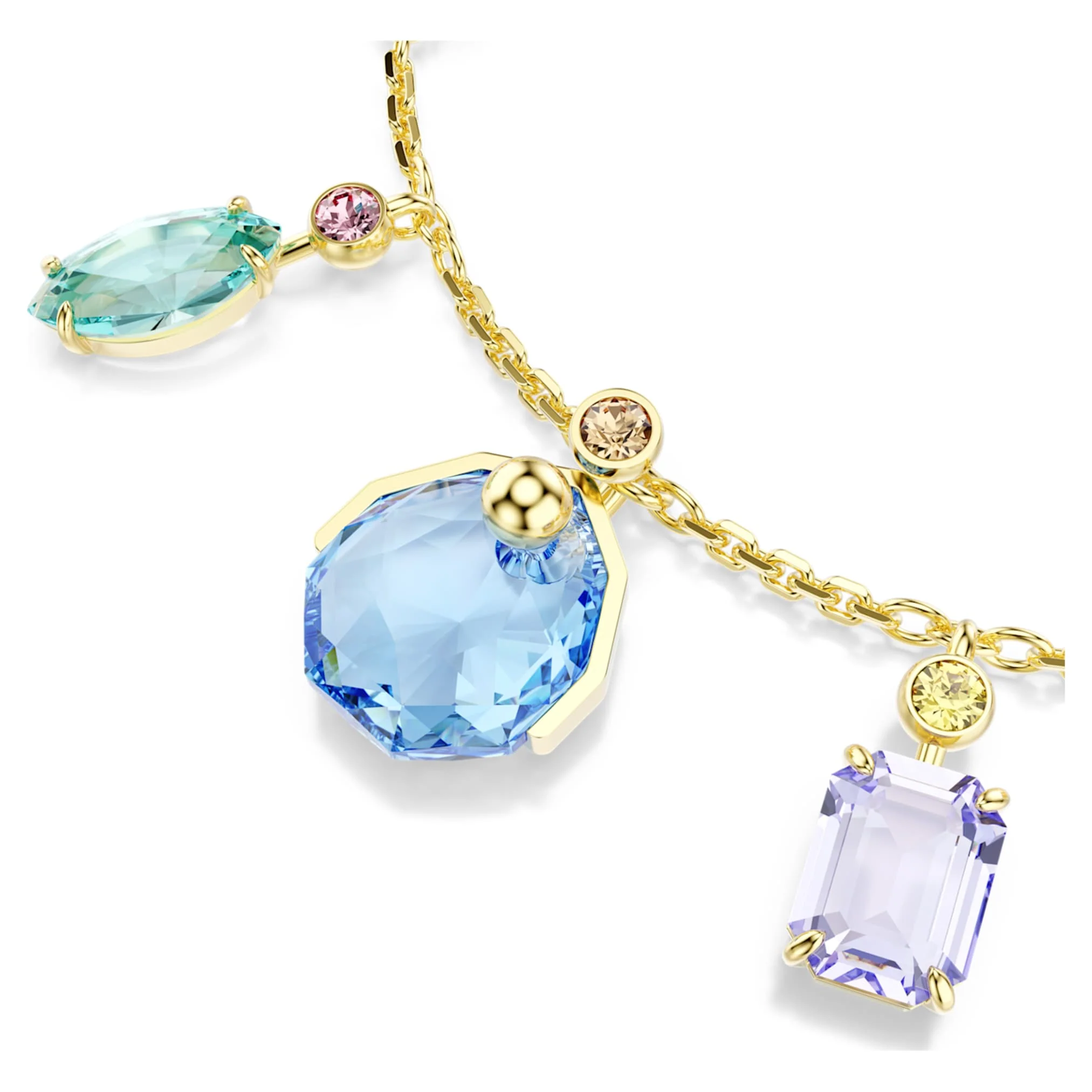 Gema bracelet Mixed cuts, Dangling crystals, Multicolored, Gold-tone plated - Image 4