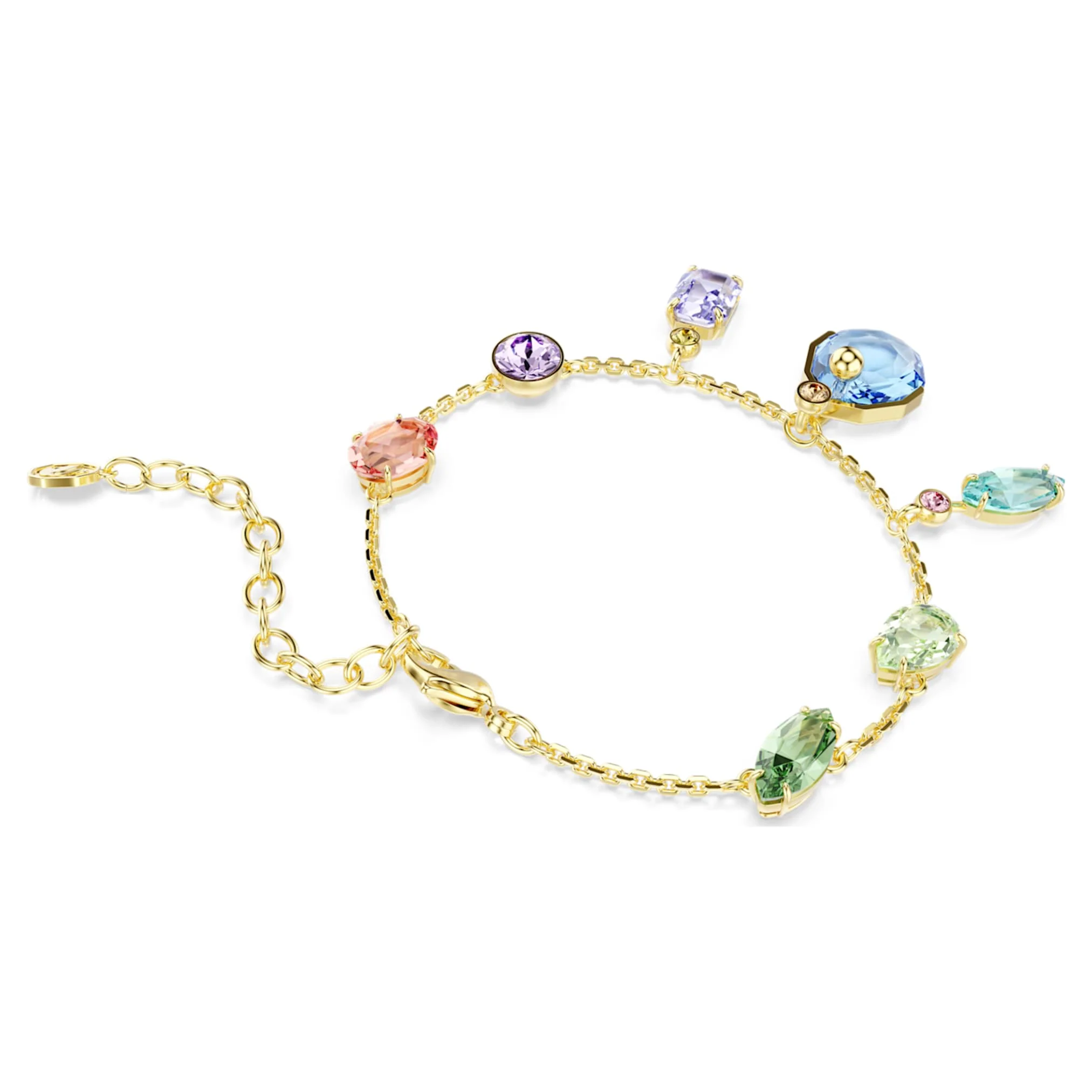 Gema bracelet Mixed cuts, Dangling crystals, Multicolored, Gold-tone plated - Image 5