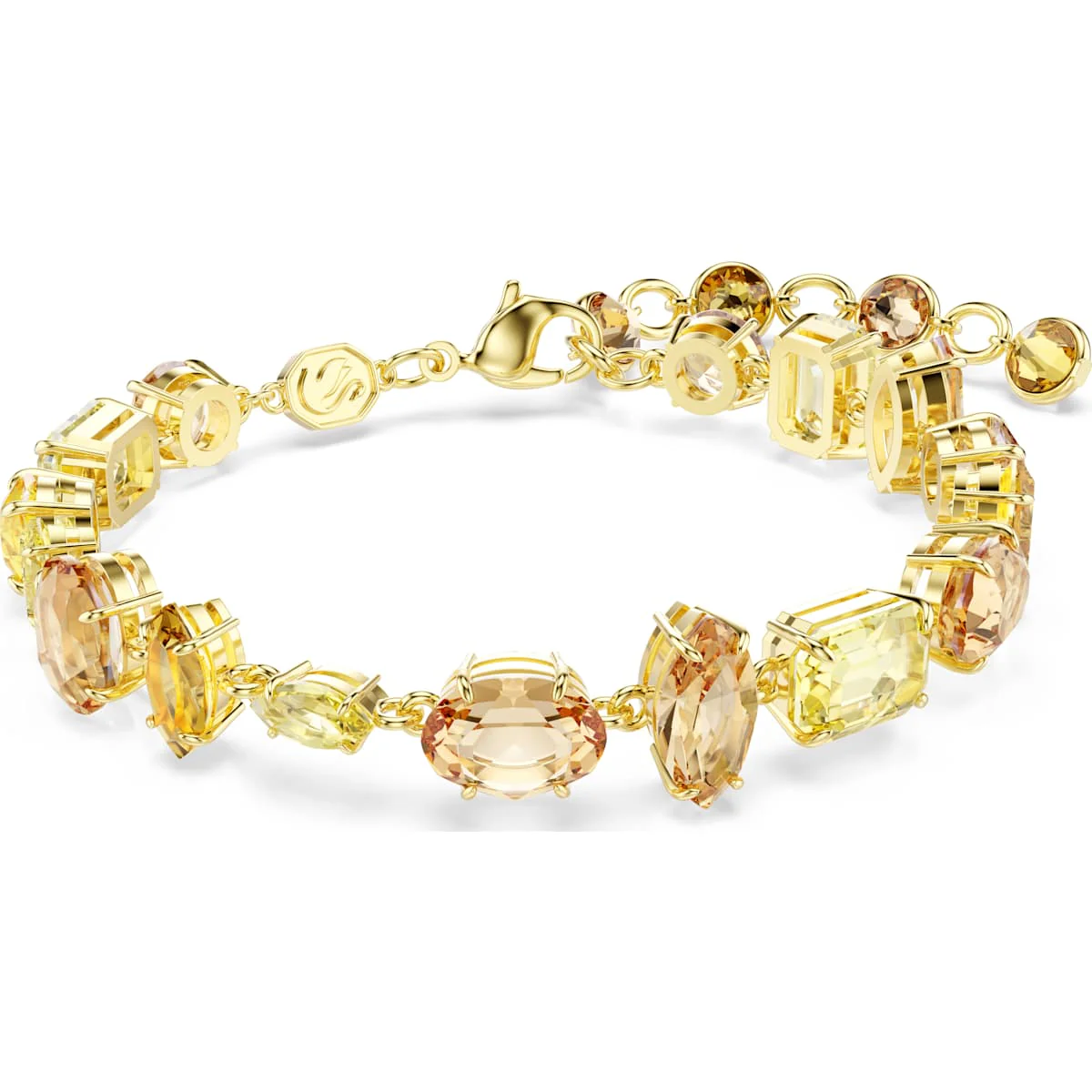 Gema bracelet, Mixed cuts, Yellow, Gold-tone plated