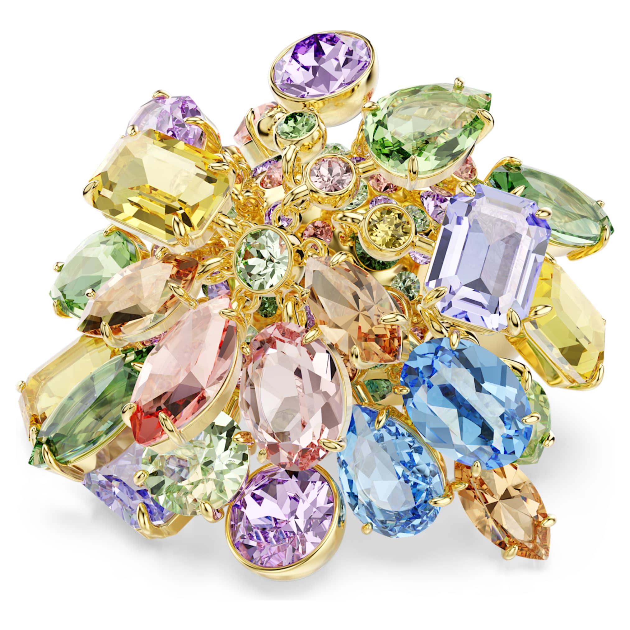 Gema cocktail ring Mixed cuts, Multicolored, 18K gold finish