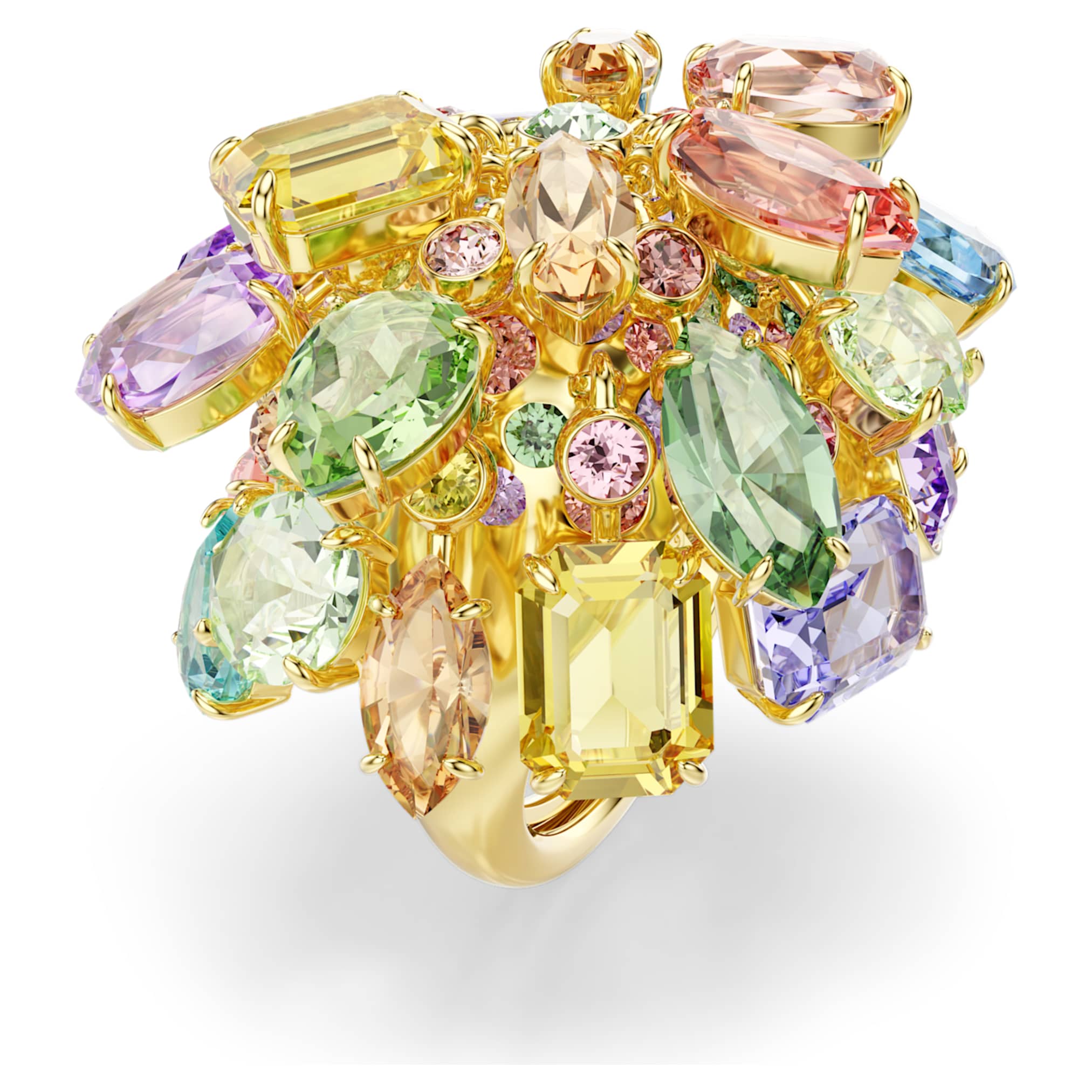Gema cocktail ring Mixed cuts, Multicolored, 18K gold finish - Image 2
