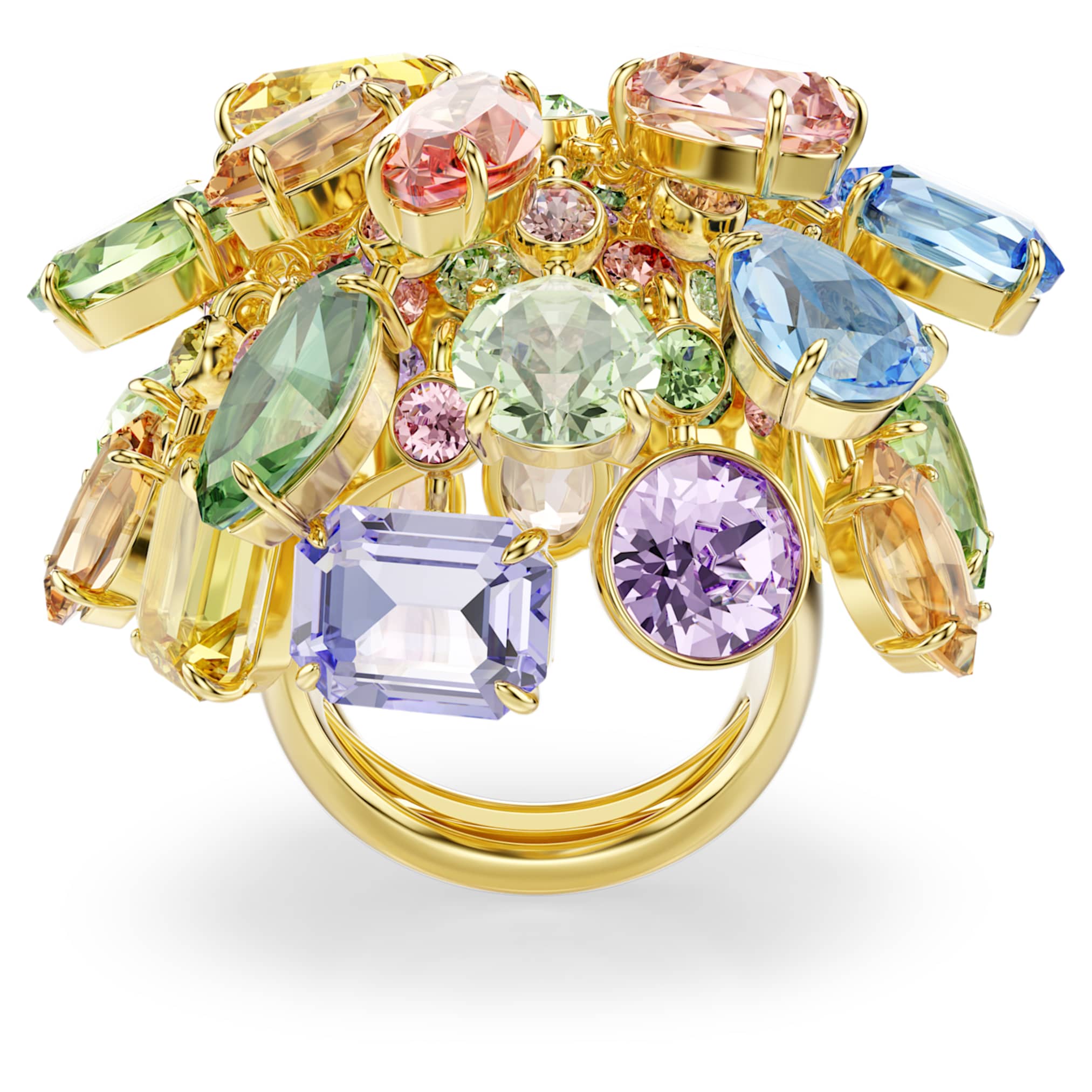 Gema cocktail ring Mixed cuts, Multicolored, 18K gold finish - Image 3