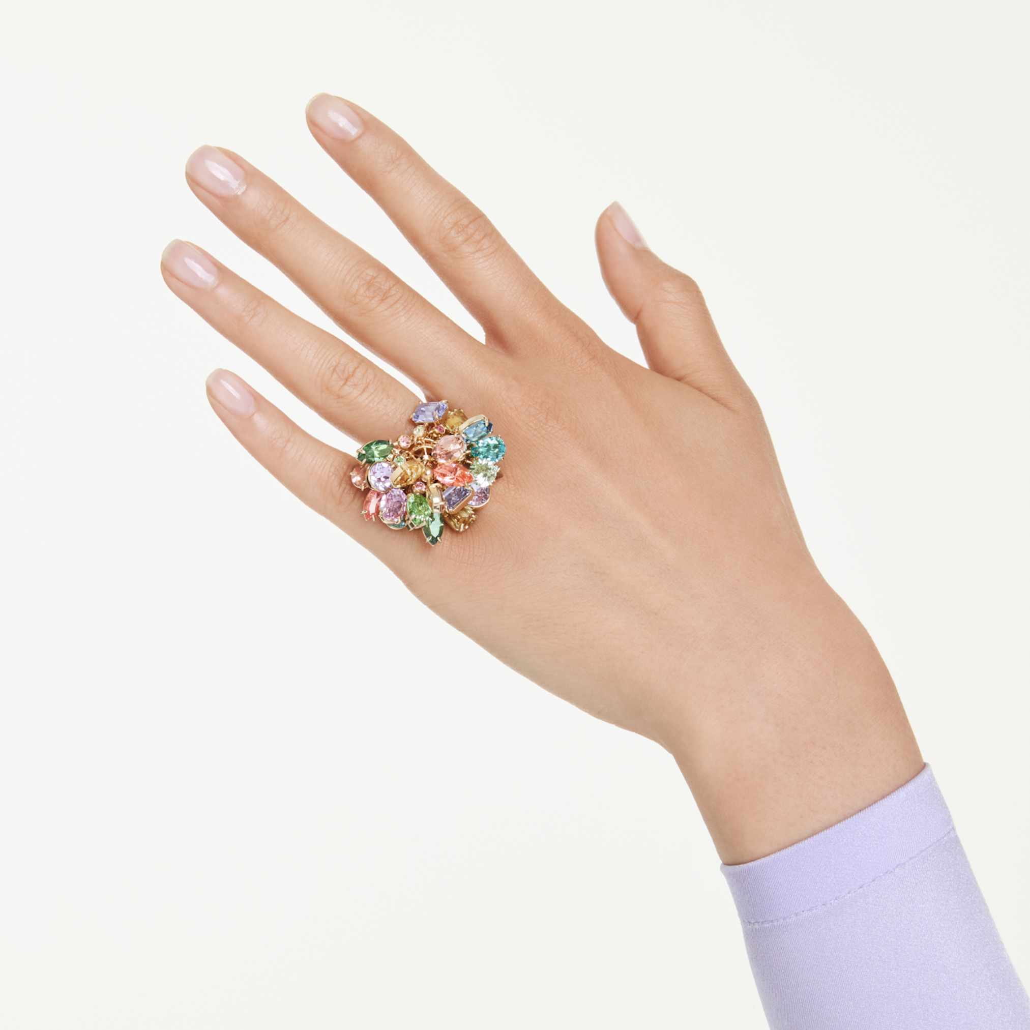 Gema cocktail ring Mixed cuts, Multicolored, 18K gold finish - Image 5
