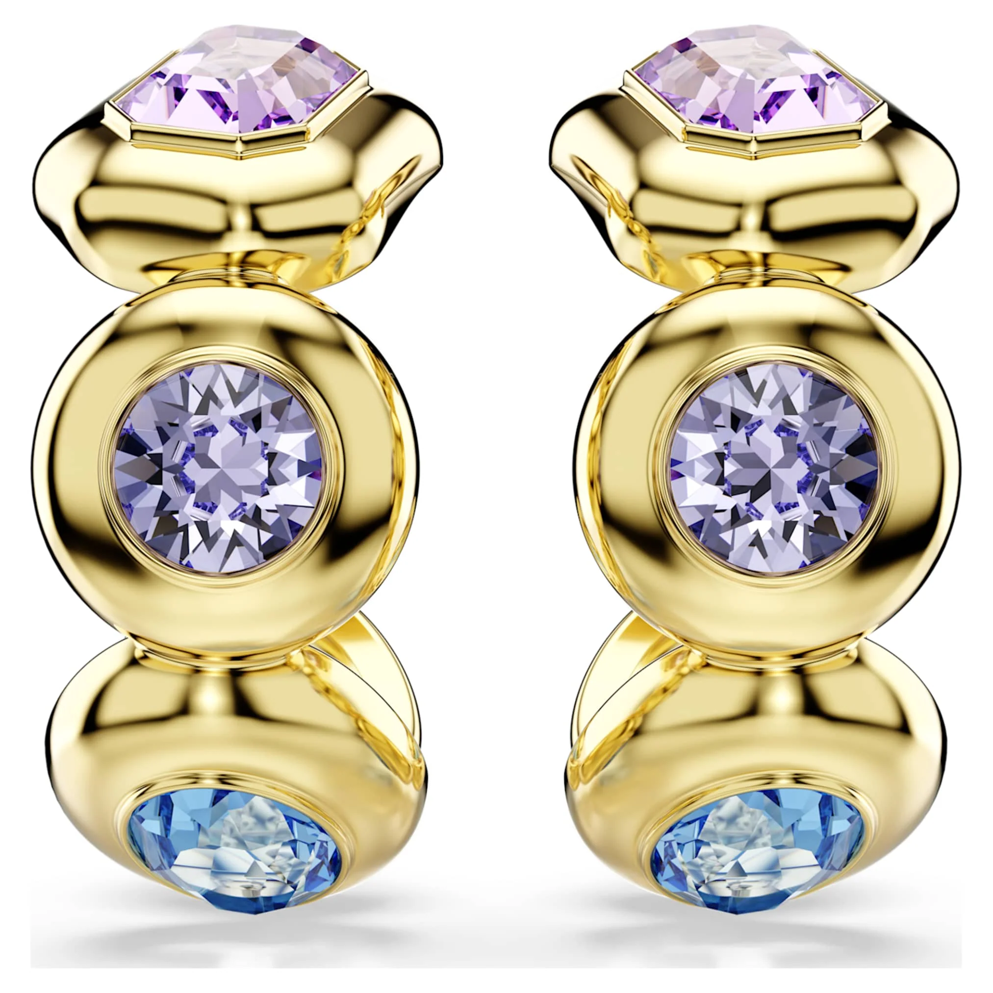 Gema hoop earrings Mixed cuts, Multicolored, Gold-tone plated - Image 2